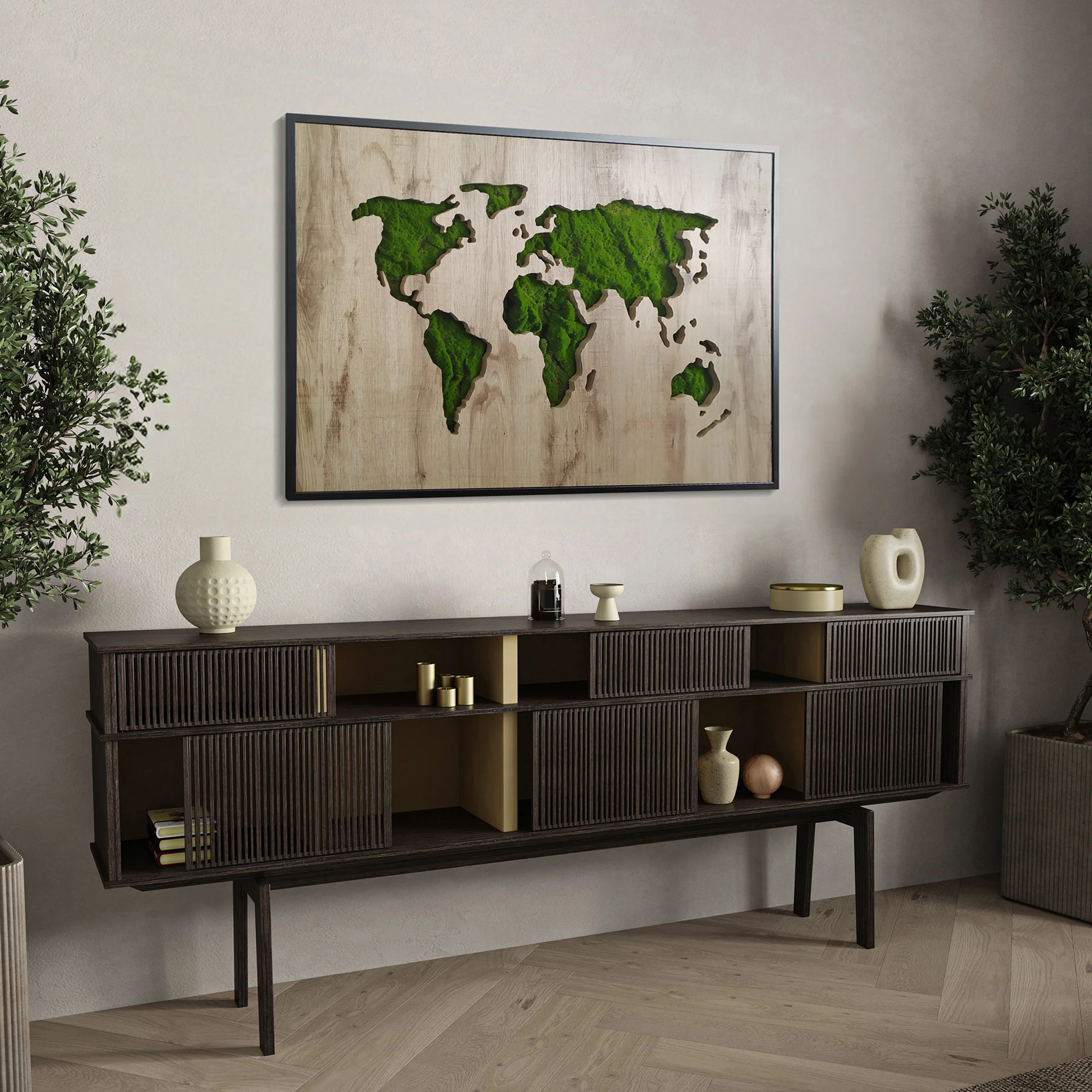 Obraz w czarnej ramie ze sztucznym mchem Green Deco 100x70 cm - Image 3