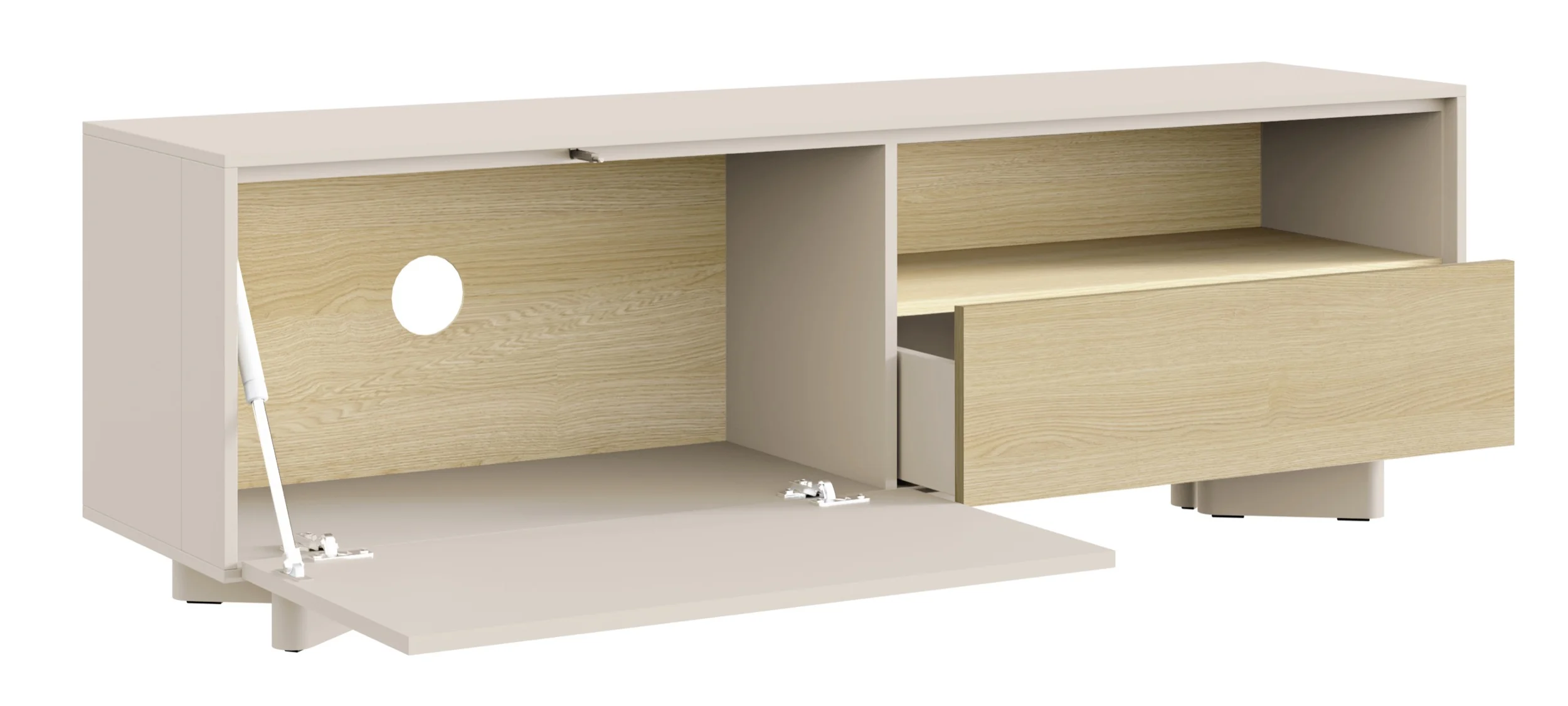 Szafka RTV Distria z szufladą 140 cm kaszmir/dąb vicenza - Image 11