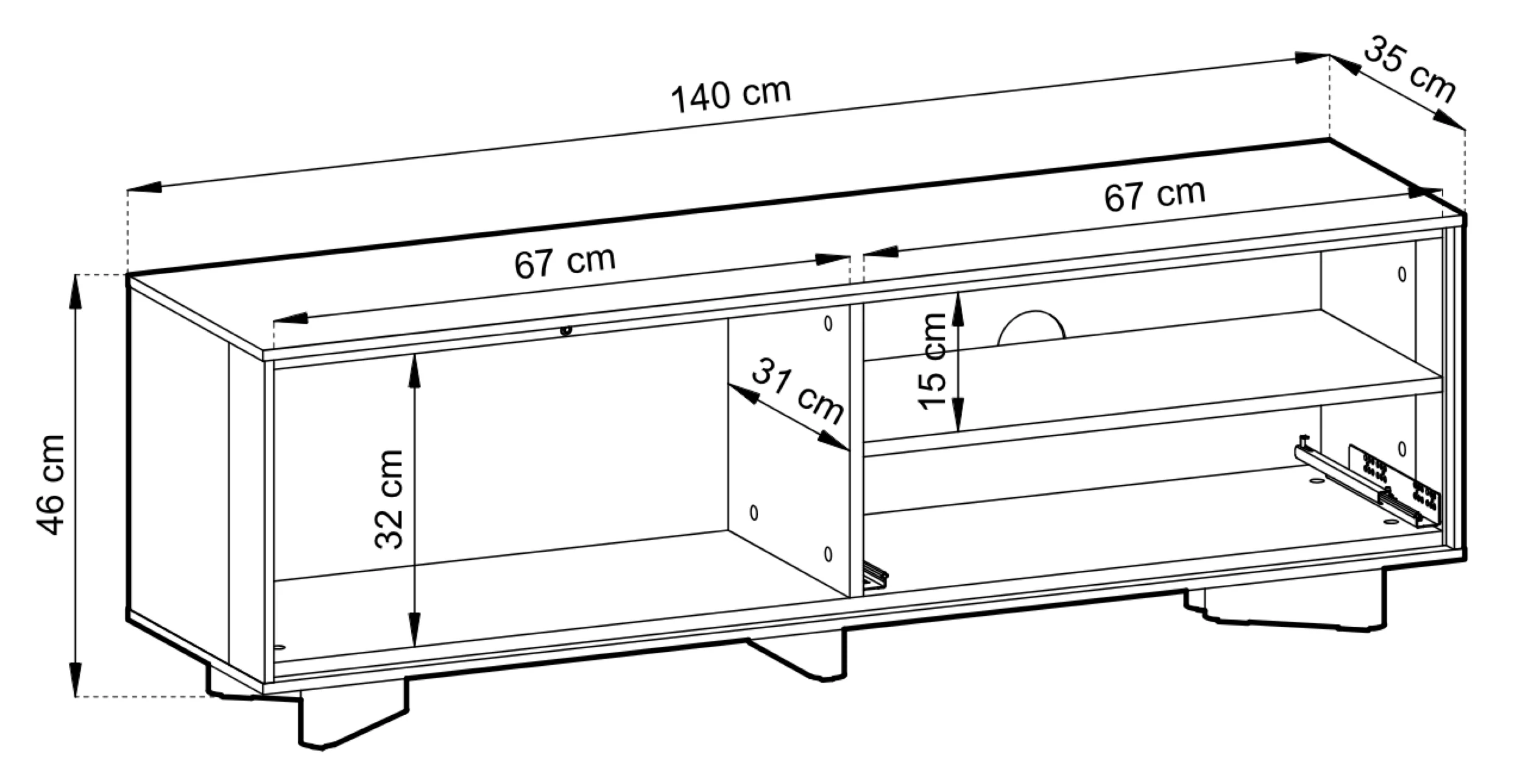 Szafka RTV Distria z szufladą 140 cm kaszmir/dąb vicenza - Image 12