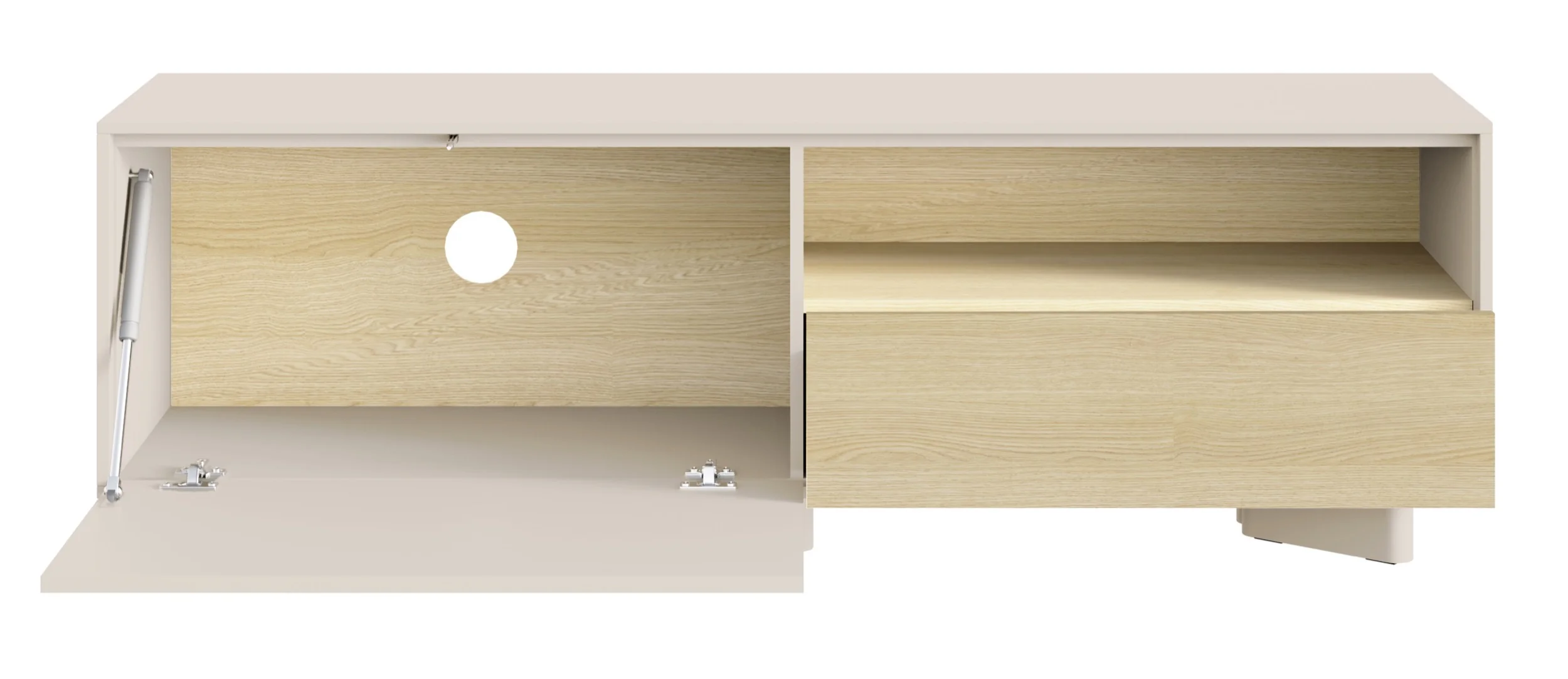 Szafka RTV Distria z szufladą 140 cm kaszmir/dąb vicenza - Image 3