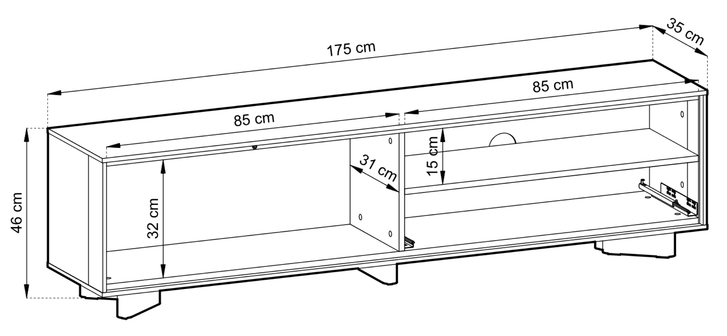 Szafka RTV Distria z szufladą 175 cm kaszmir/dąb vicenza - Image 9