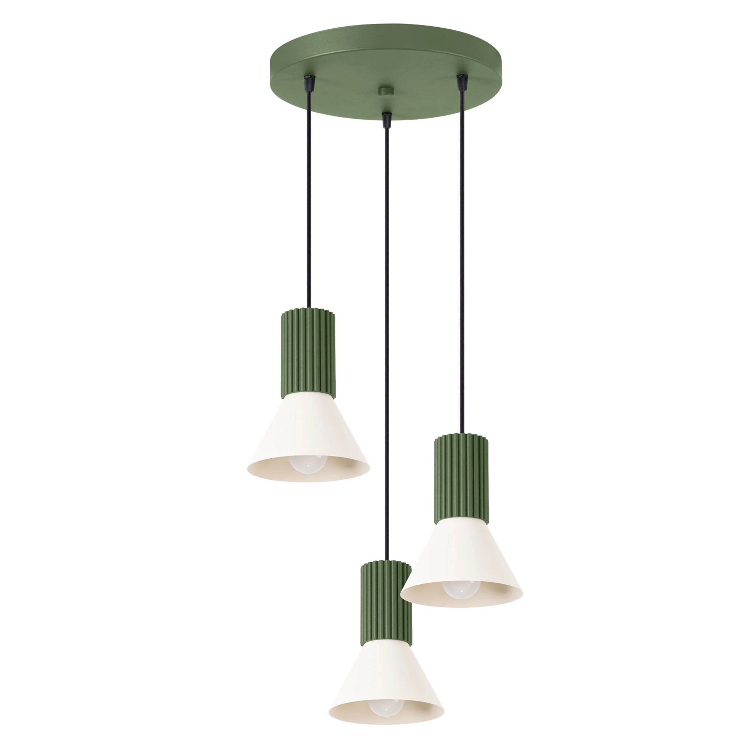 Lampa wisząca Estria x3 beżowa/zielona oliwka