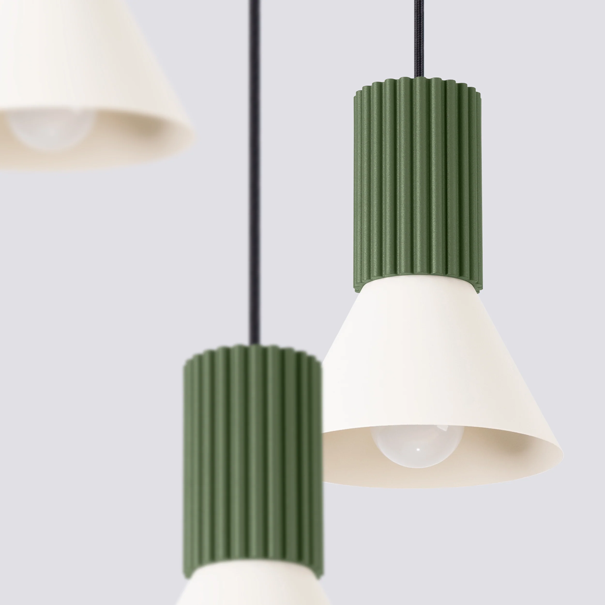 Lampa wisząca Estria x3 beżowa/zielona oliwka - Image 11