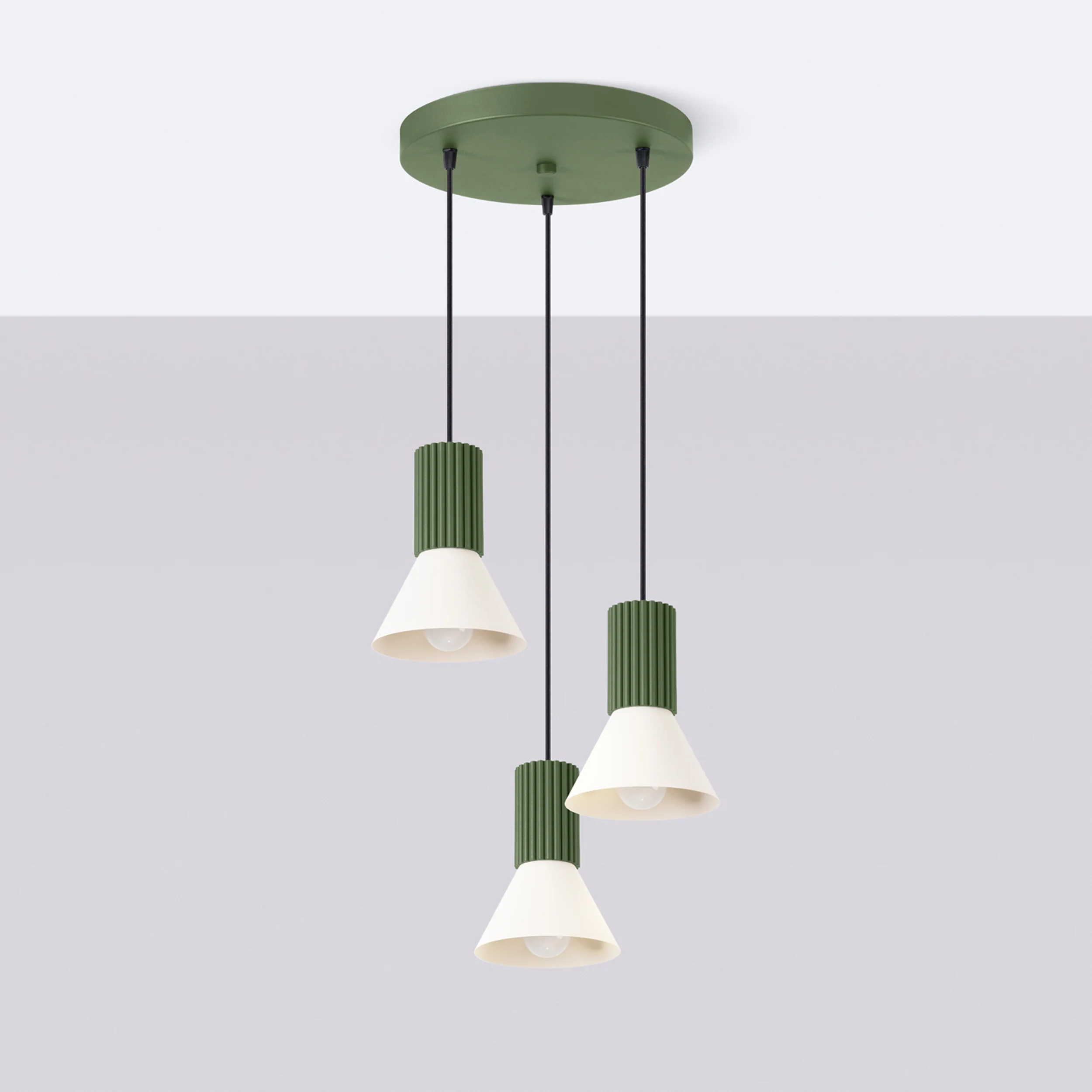 Lampa wisząca Estria x3 beżowa/zielona oliwka - Image 3