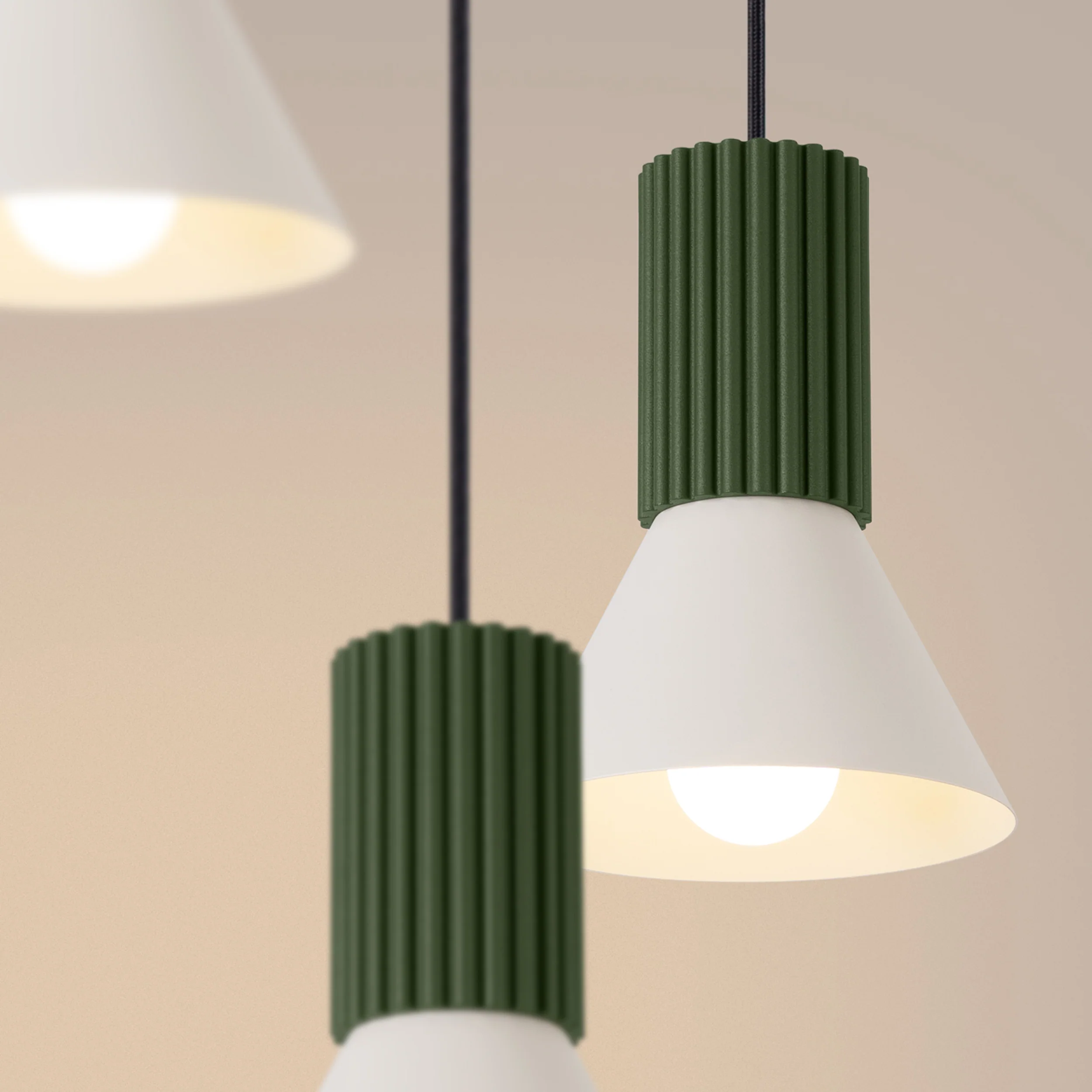 Lampa wisząca Estria x3 beżowa/zielona oliwka - Image 7