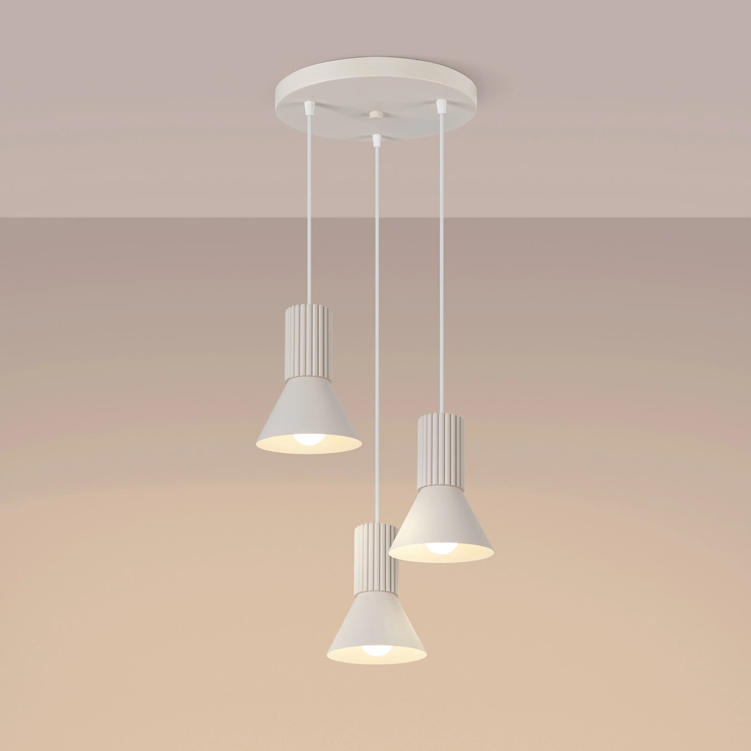 Lampa wisząca Estria x3 beżowa - Image 3
