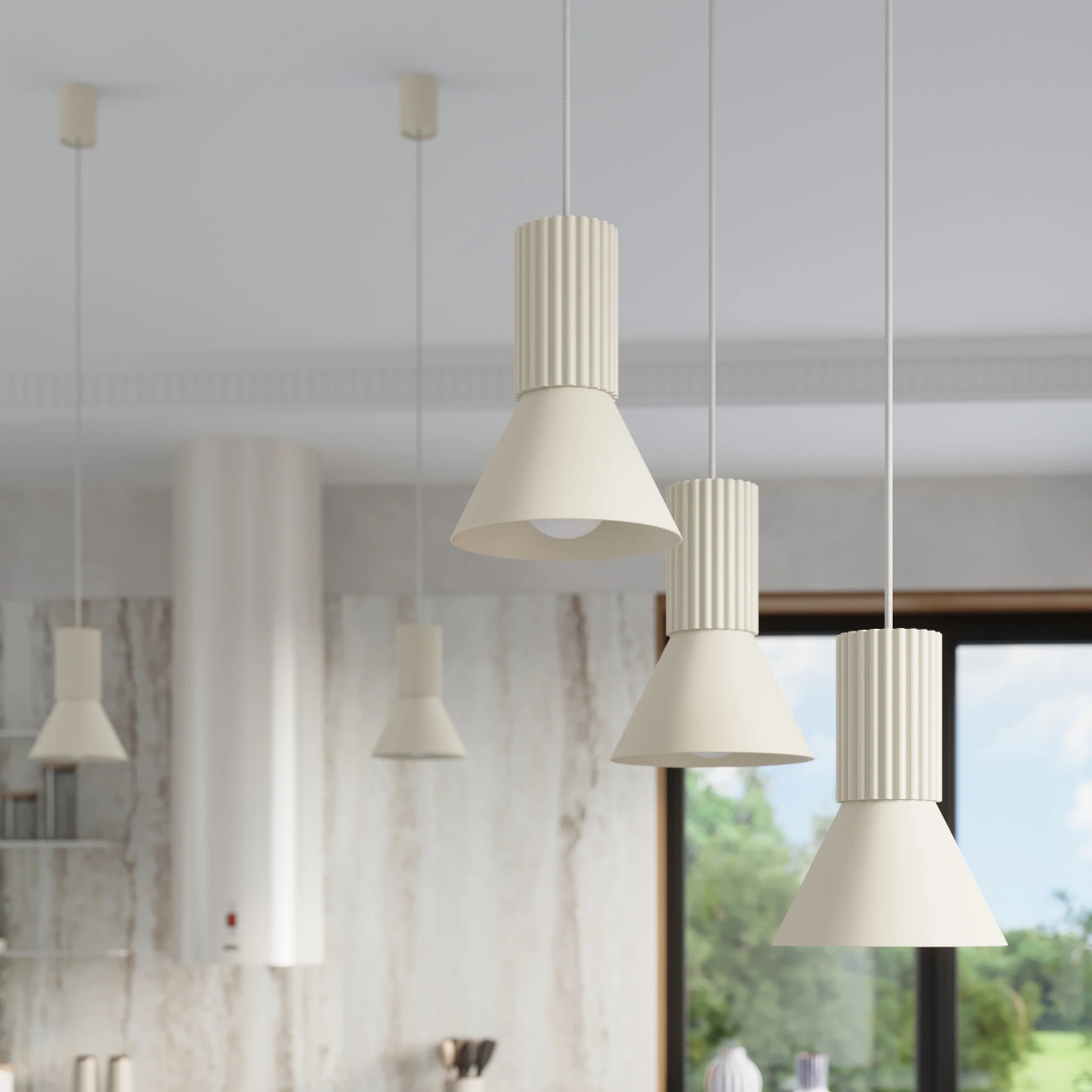 Lampa wisząca Estria x3 beżowa - Image 4