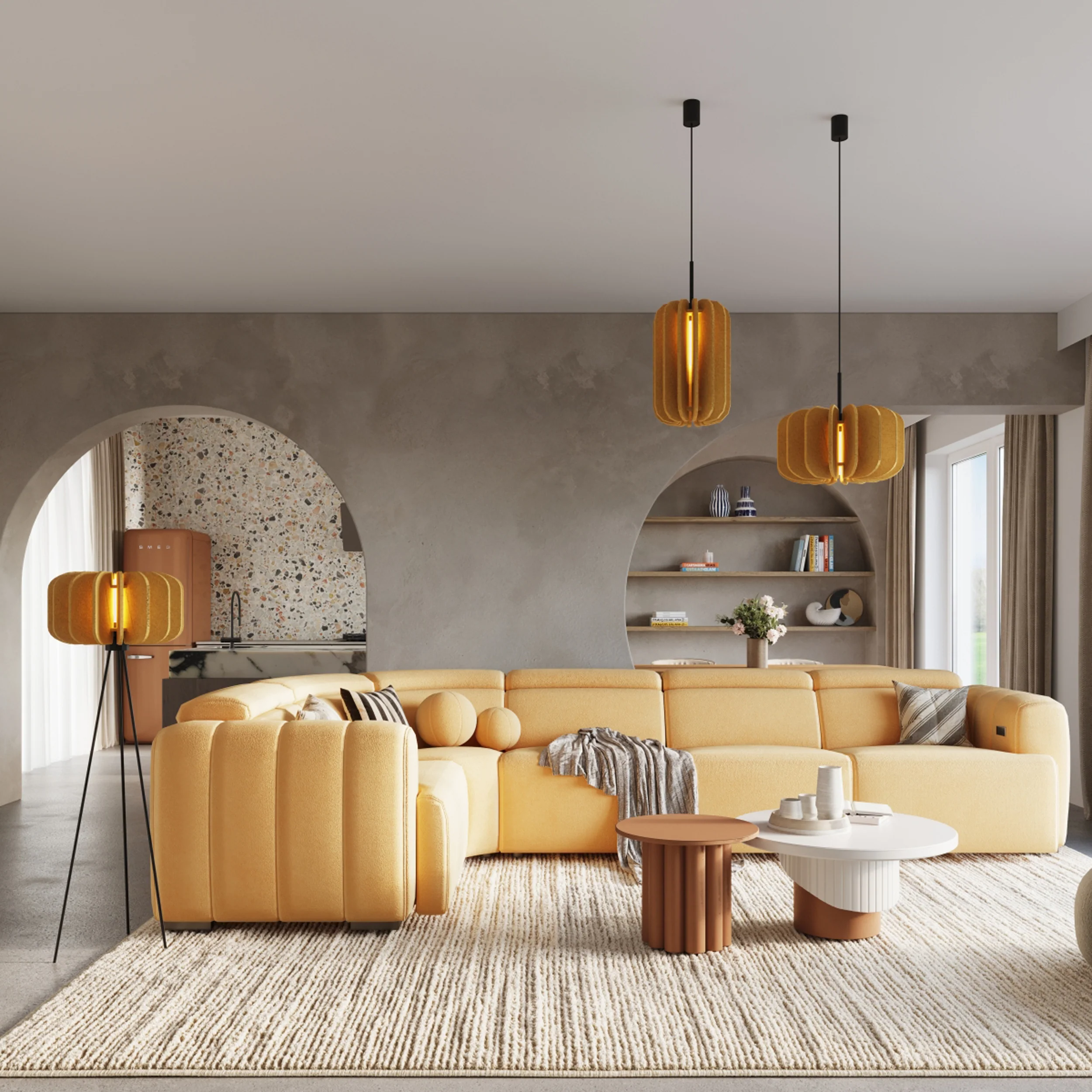Lampa wisząca z filcu Mula 45 cm żółta - Image 4