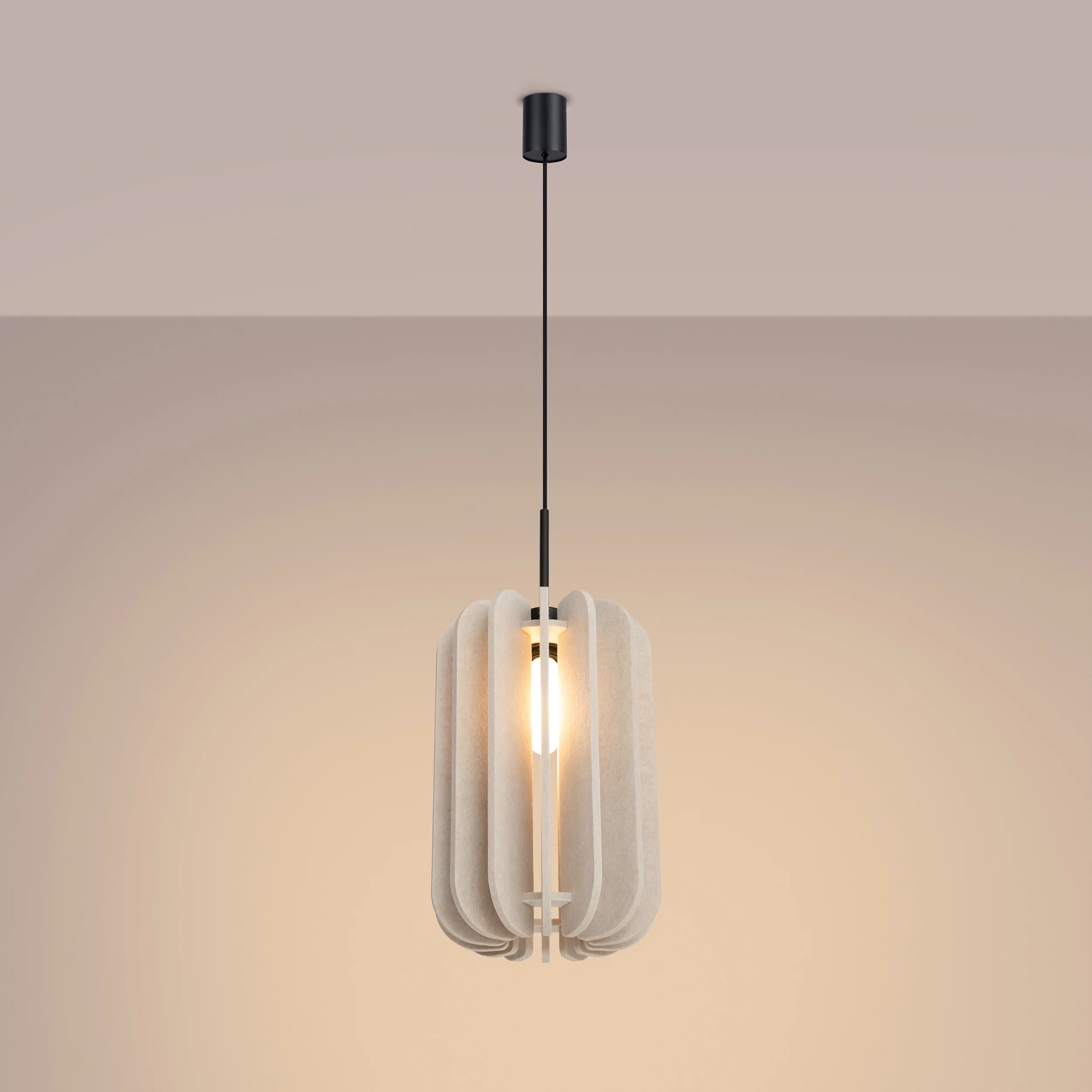 Lampa wisząca z filcu Mula 27 cm beżowa - Image 2