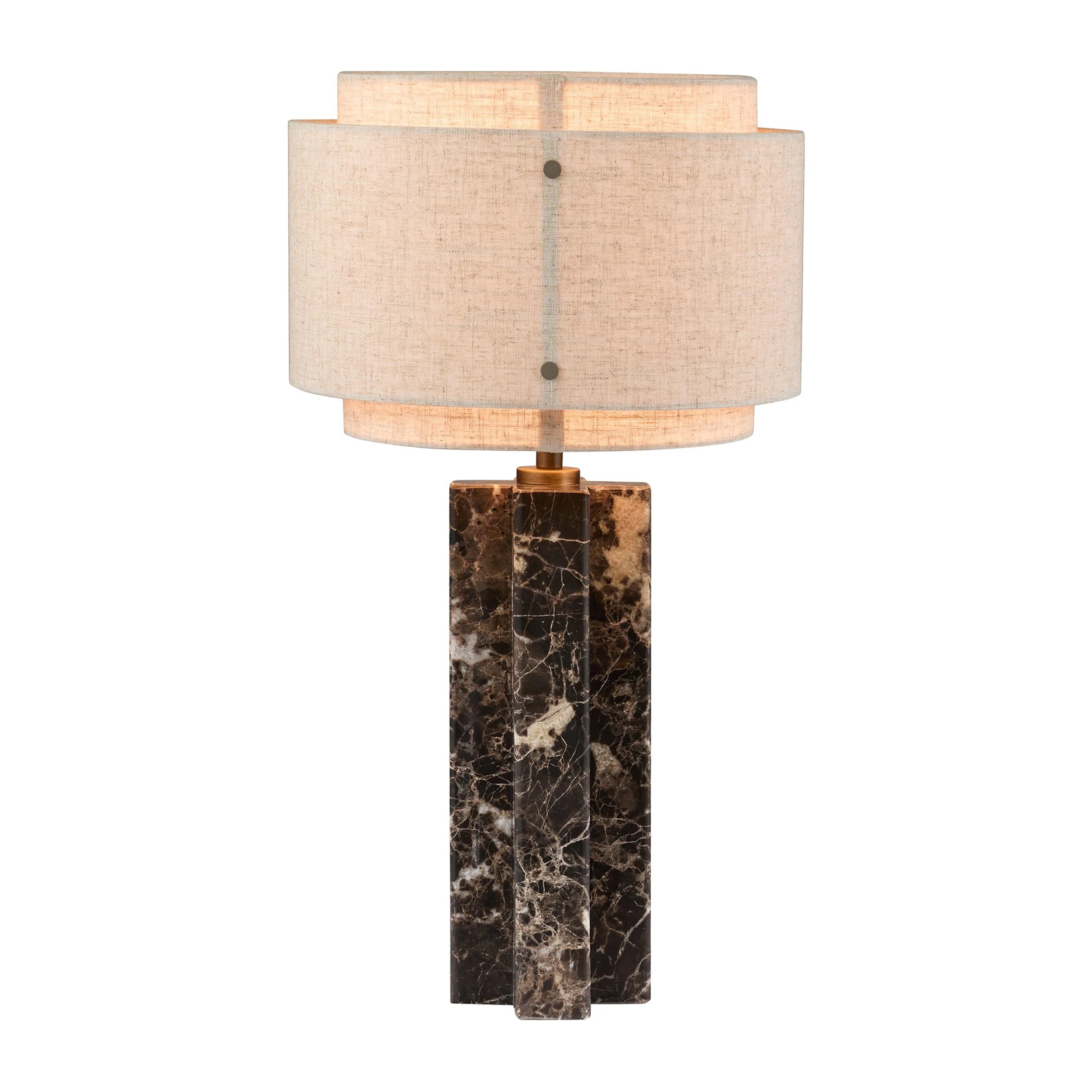 Lampa stołowa Takai z marmurową podstawą i lnianym abażurem - Image 3