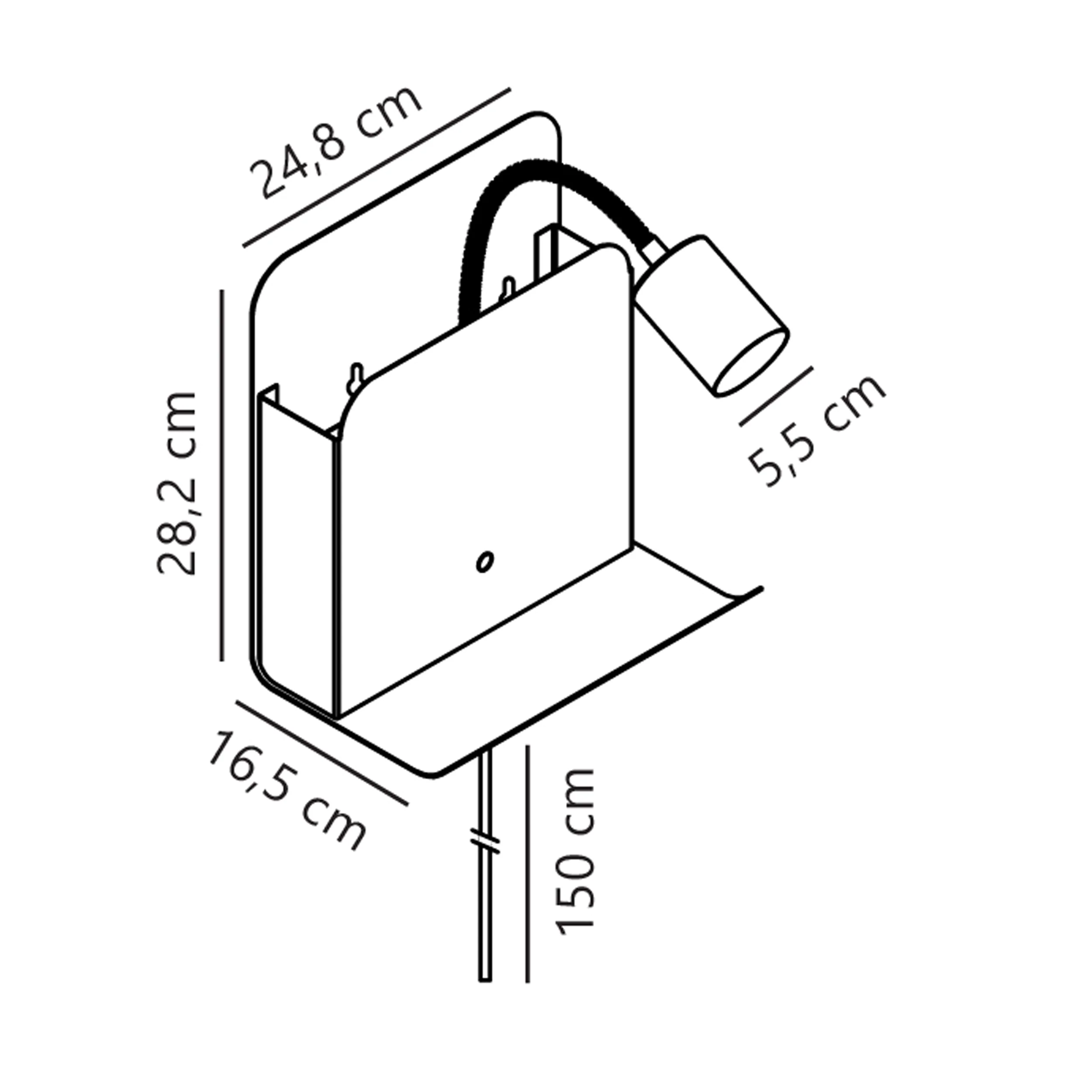 Kinkiet ścienny Roomi biały z półką i portem USB - Image 7