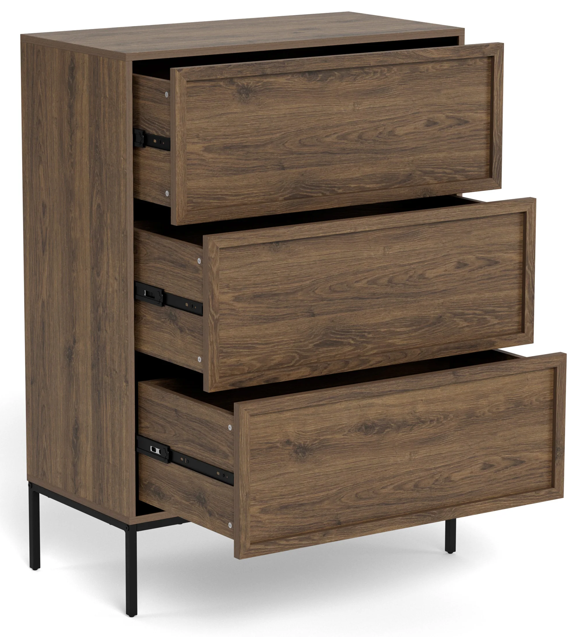 Komoda Palmdale z trzema szufladami 80 cm dąb palony - Image 4