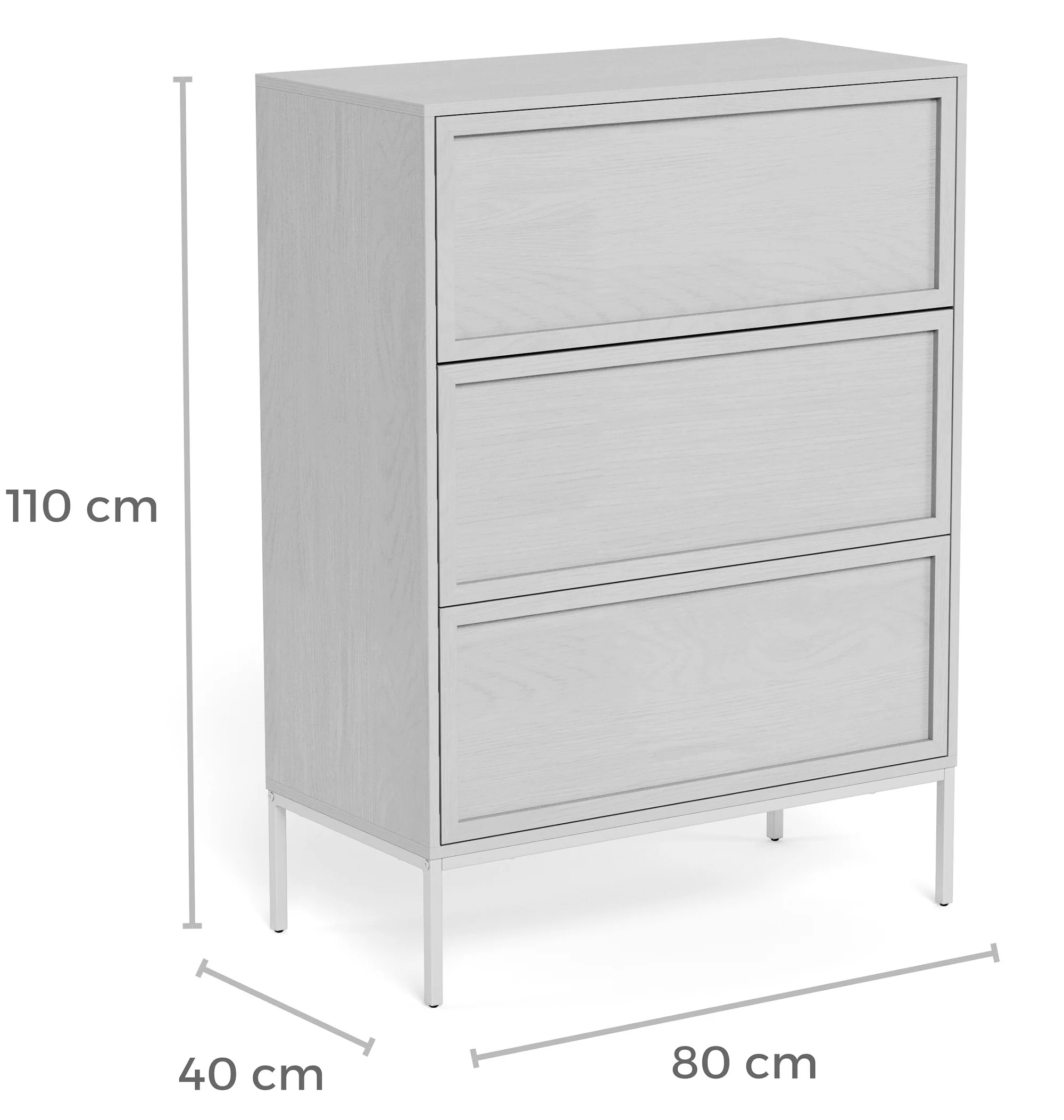 Komoda Palmdale z trzema szufladami 80 cm dąb bielony - Image 12