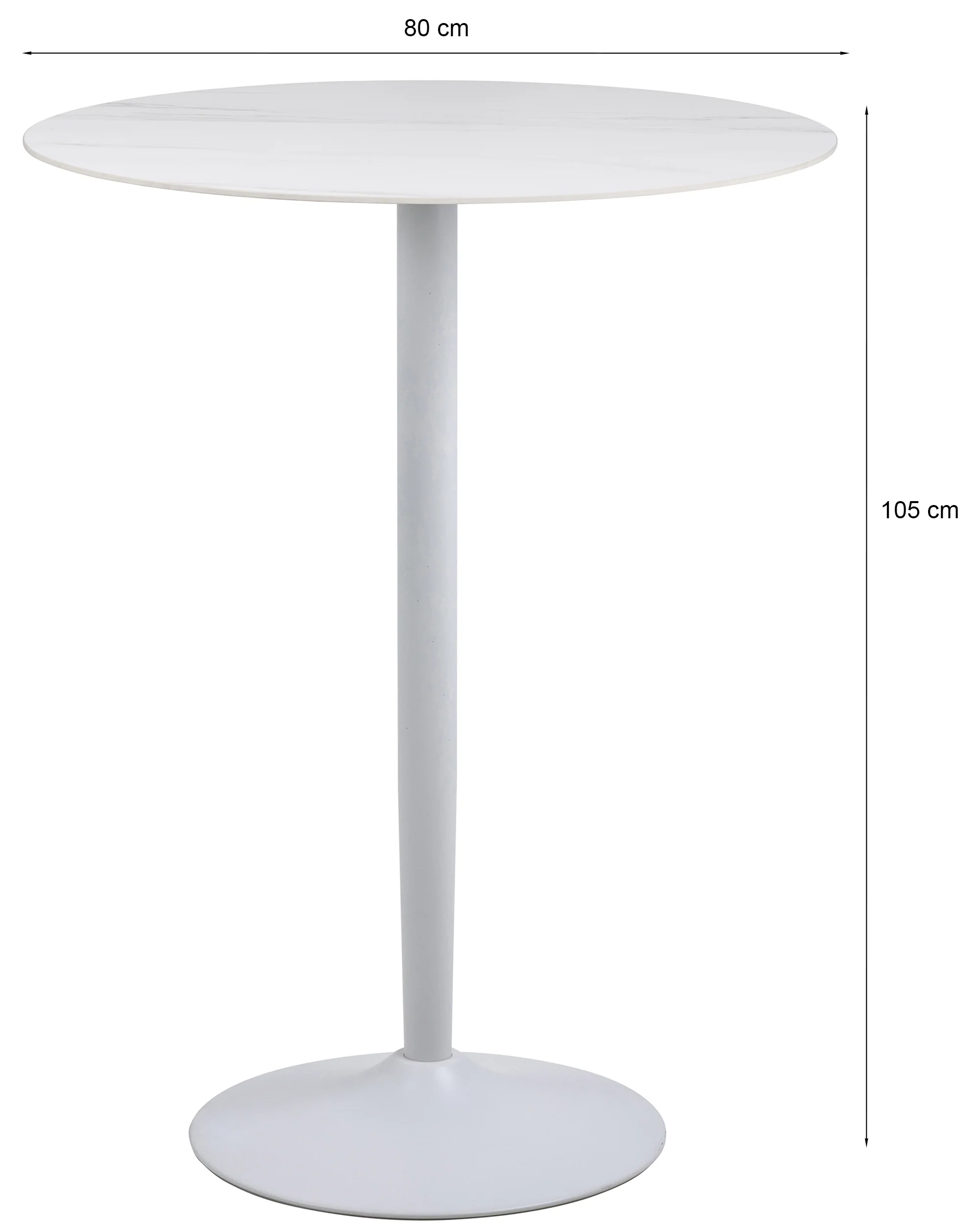 Stolik barowy Roshly średnica 80 cm biały ceramiczny blat z metalową podstawą - Image 8