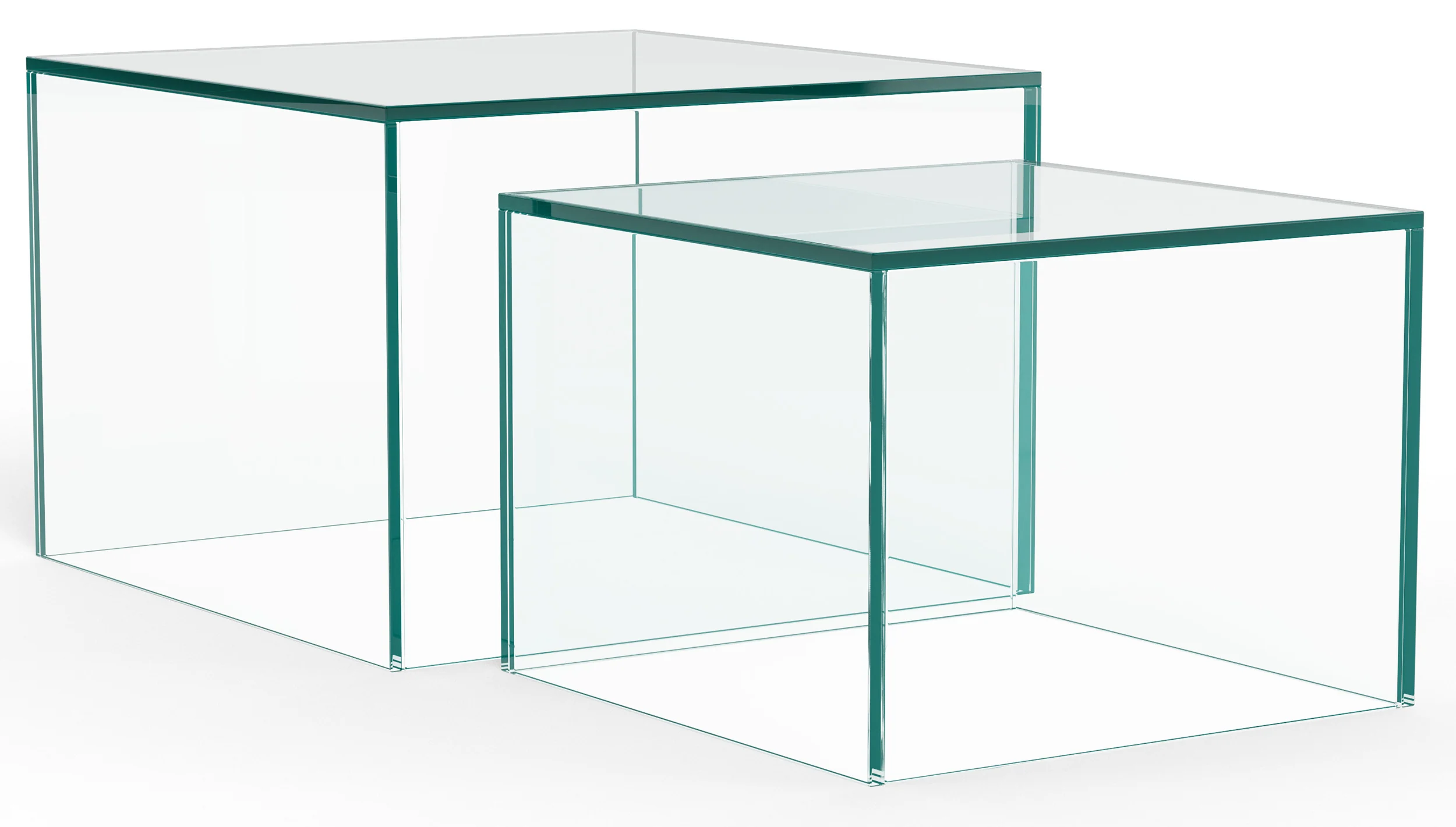 Zestaw stolików kawowych Glopiana kwadratowe 50 i 40 cm transparentne szklane
