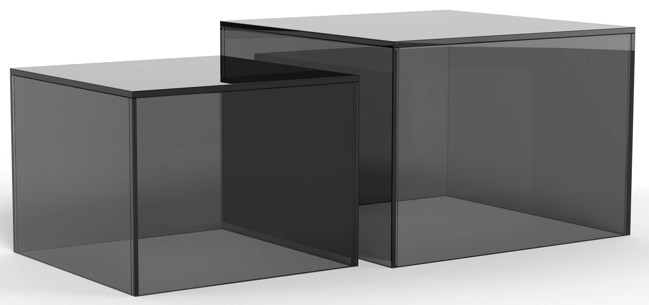 Zestaw stolików kawowych Glopiana kwadratowe 50 i 40 cm szare szklane - Image 4