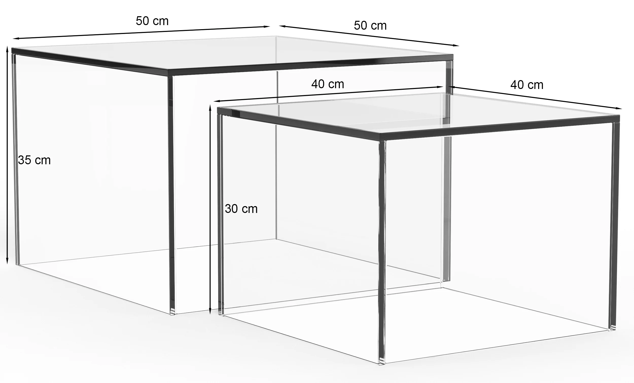 Zestaw stolików kawowych Glopiana kwadratowe 50 i 40 cm brązowe szklane - Image 9