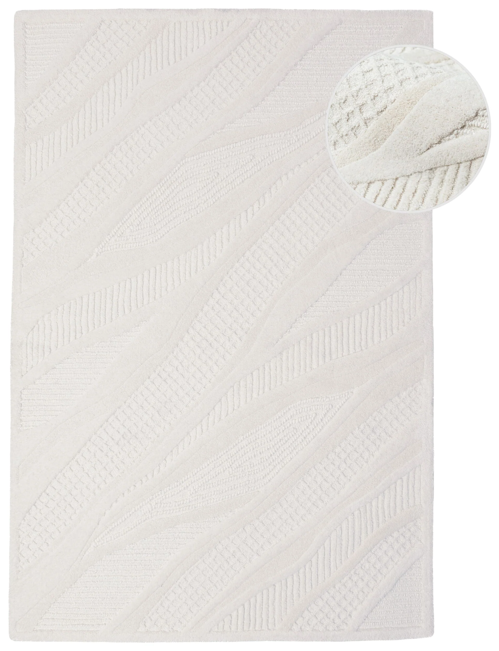 Dywan z wełną Sculptured Abstract 200x300 cm biały