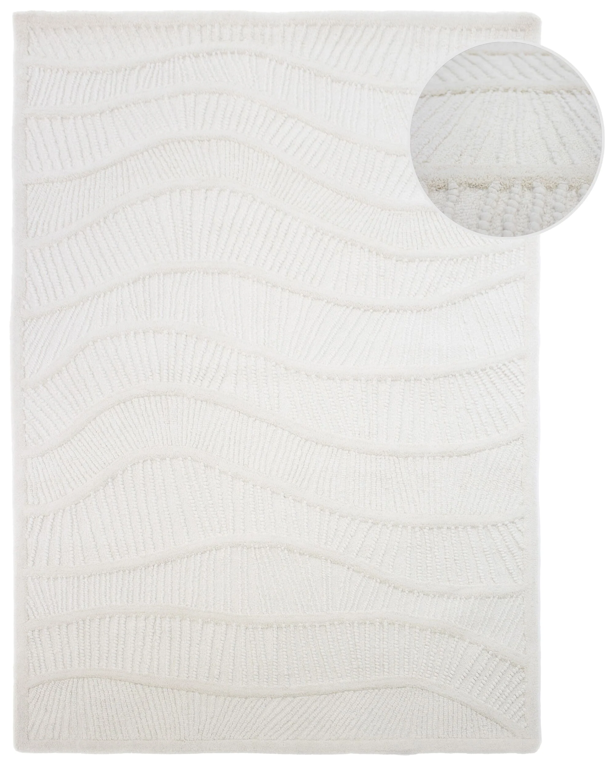 Dywan z wełną Sculptured Wave 200x290 cm biały