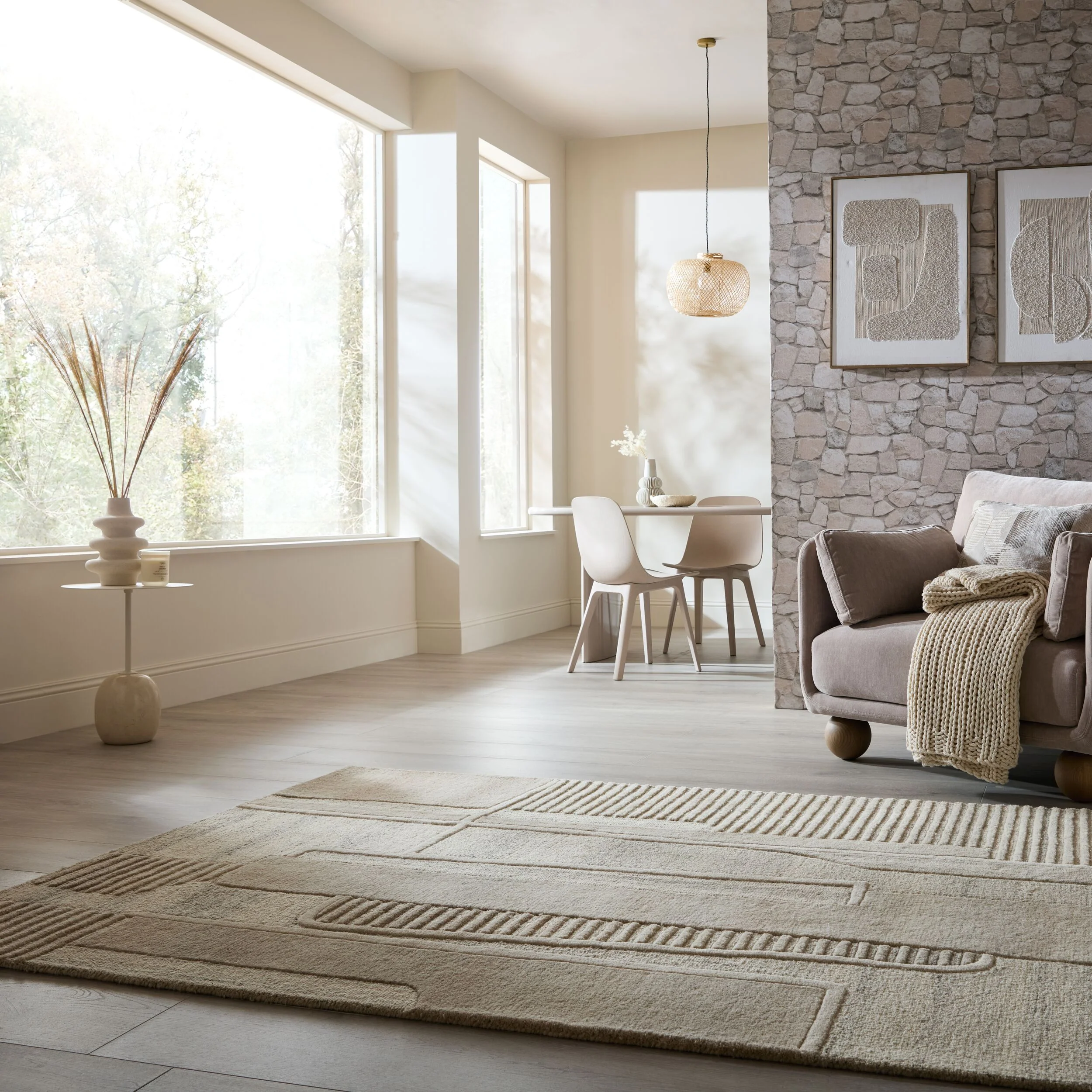 Dywan wełniany ręcznie wykonany Lira 200x300 cm beżowy - Image 2