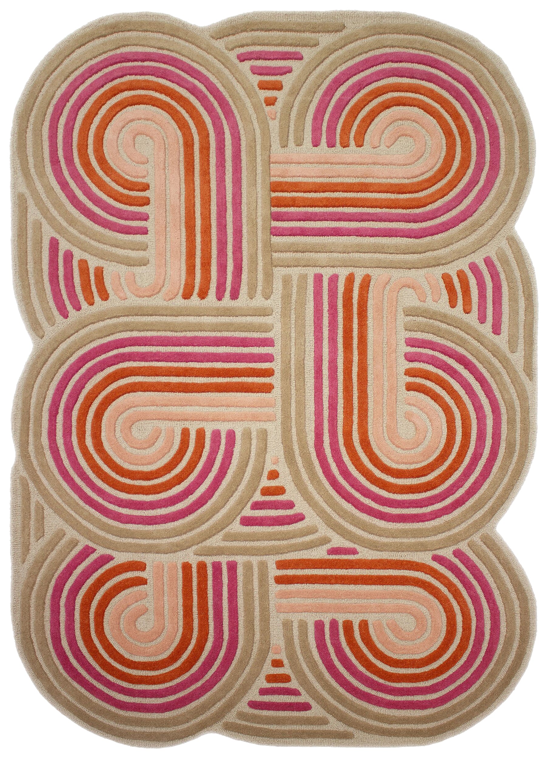 Dywan wełniany ręcznie wykonany Spiral 140x200 cm różowy