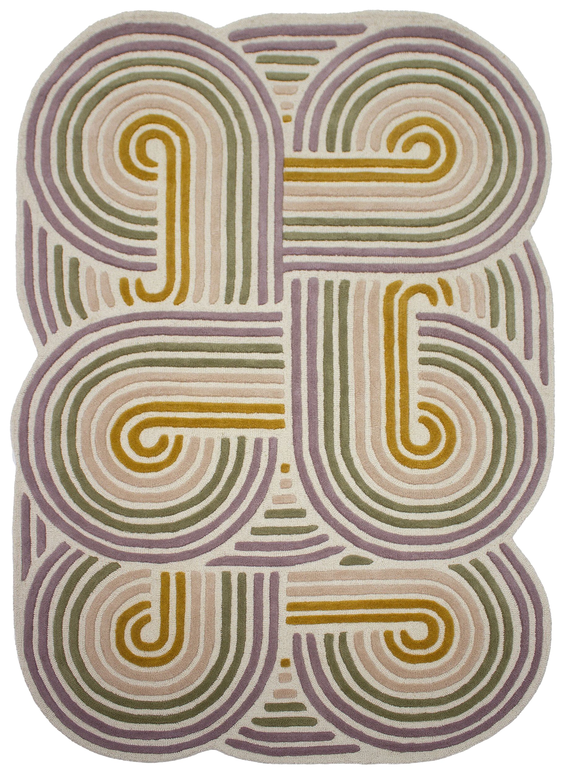 Dywan wełniany ręcznie wykonany Spiral 140x200 cm zielony