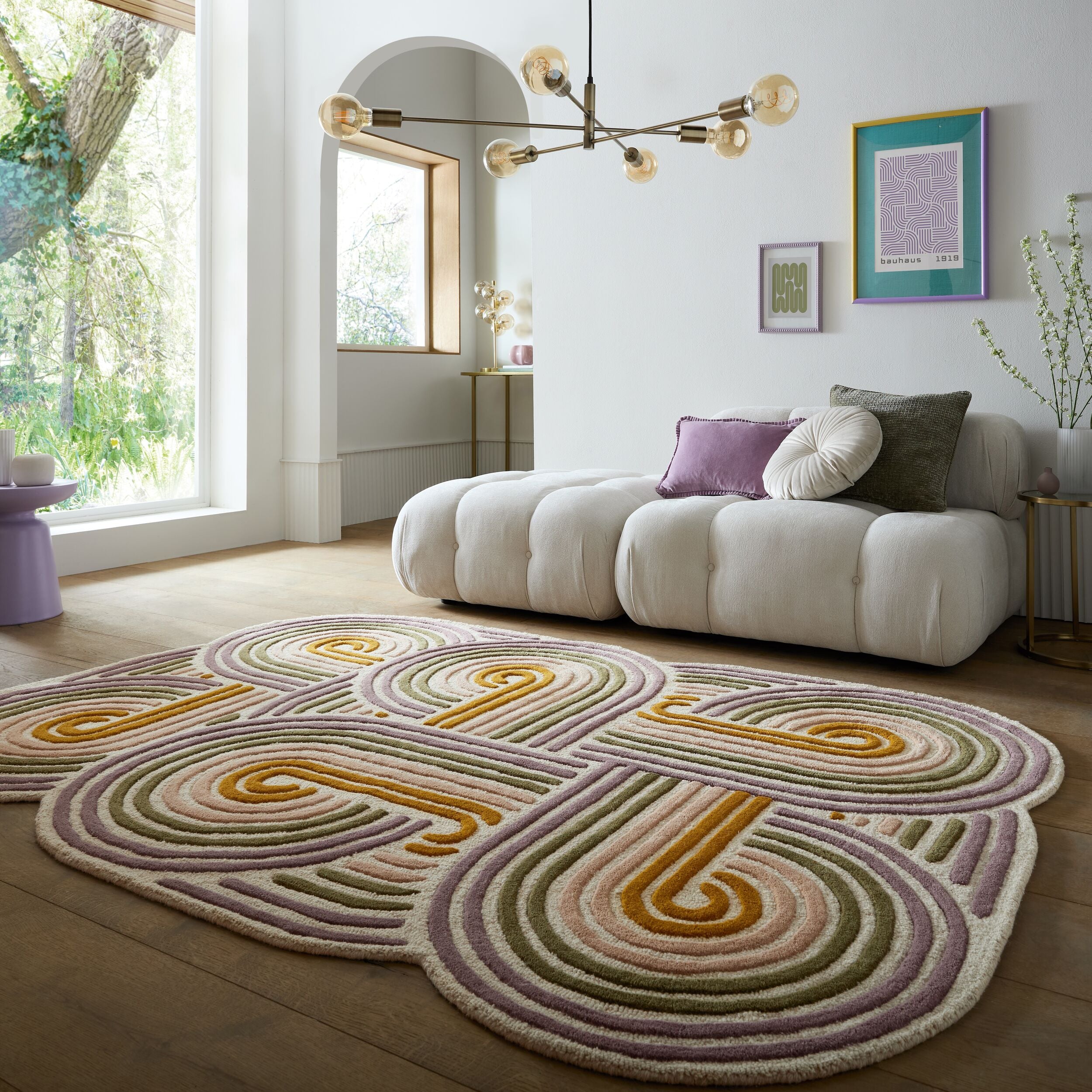 Dywan wełniany ręcznie wykonany Spiral 140x200 cm zielony - Image 2