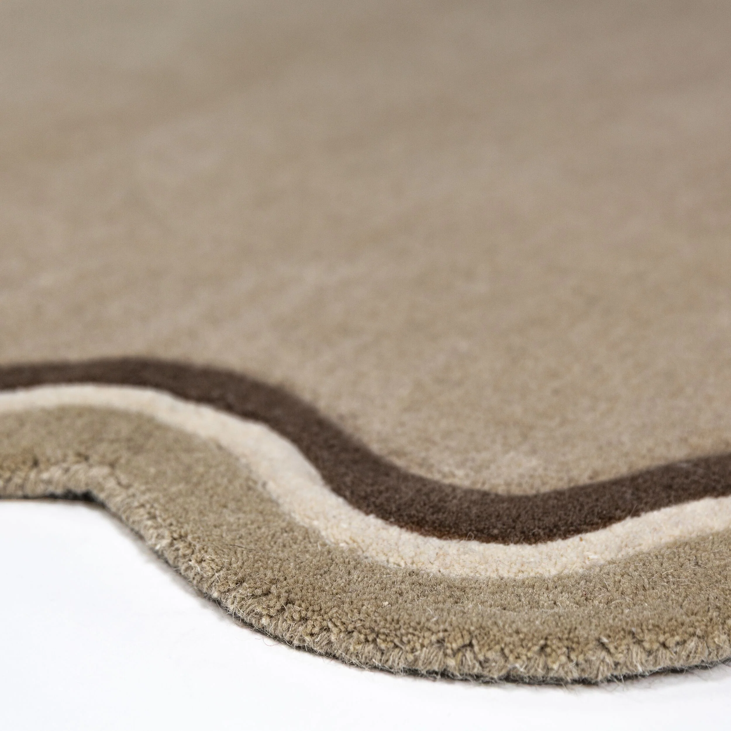 Dywan wełniany ręcznie wykonany Leo Scallop Border ⌀180 cm beżowy - Image 3