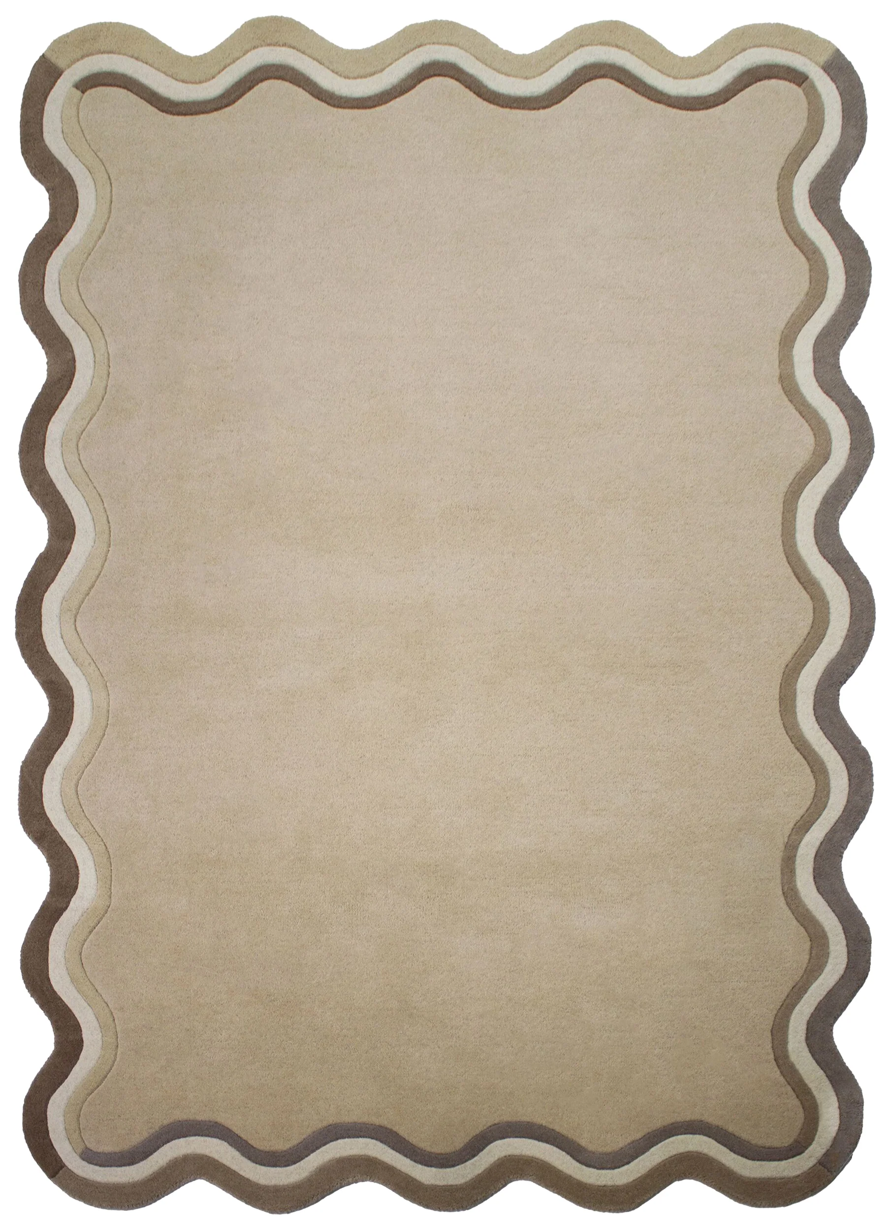 Dywan wełniany ręcznie wykonany Leo Scallop Border 120x170 cm beżowy