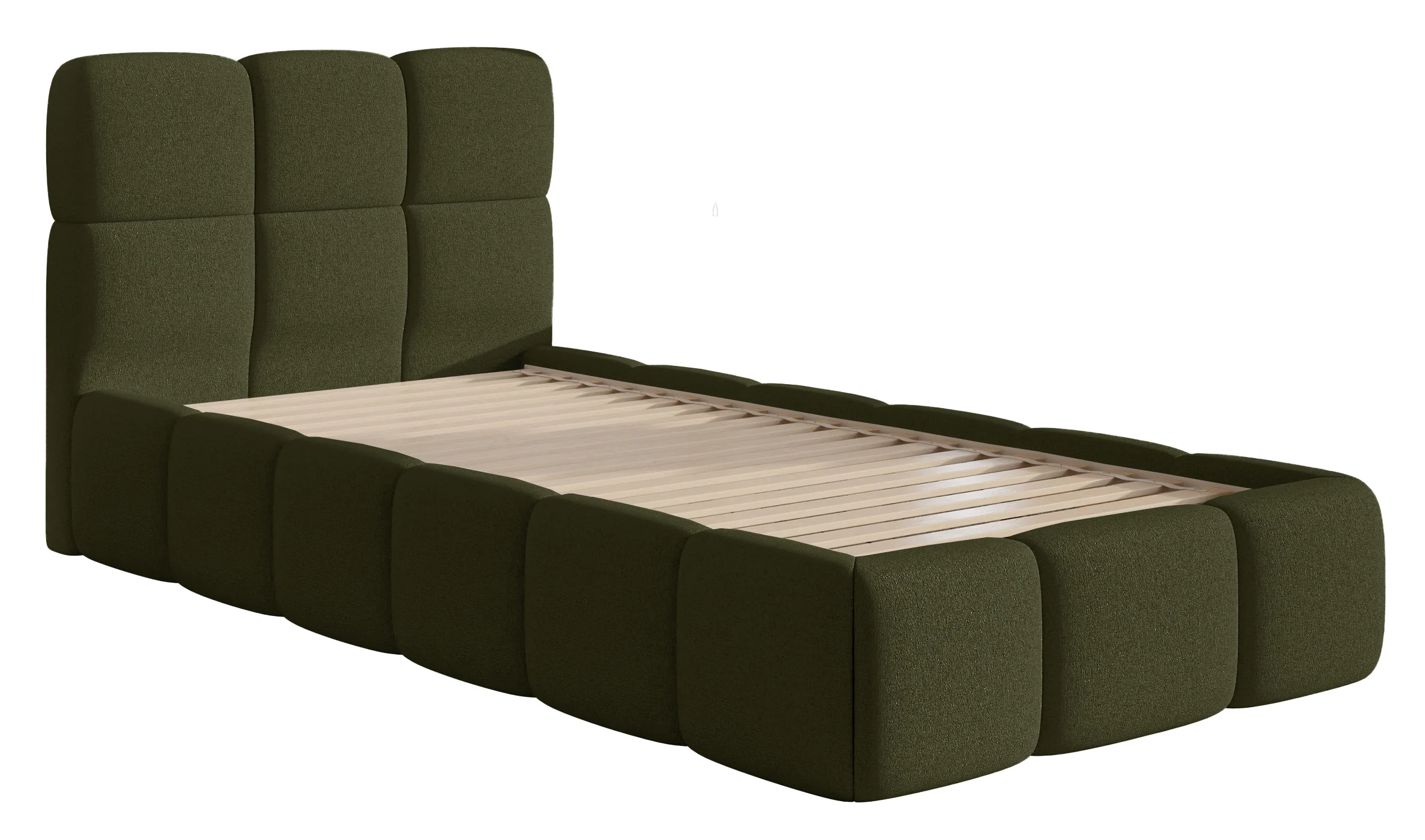 Łóżko tapicerowane 90x200 cm Cloudy oliwkowe szenil hydrofobowy - Image 3