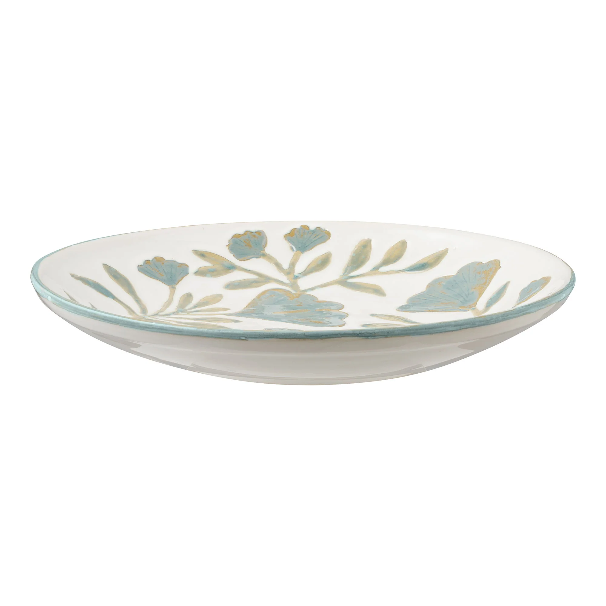 Taca ceramiczna o kwiecistym wzorze Dulis ø35,5x5 cm biało-zielona - Image 2