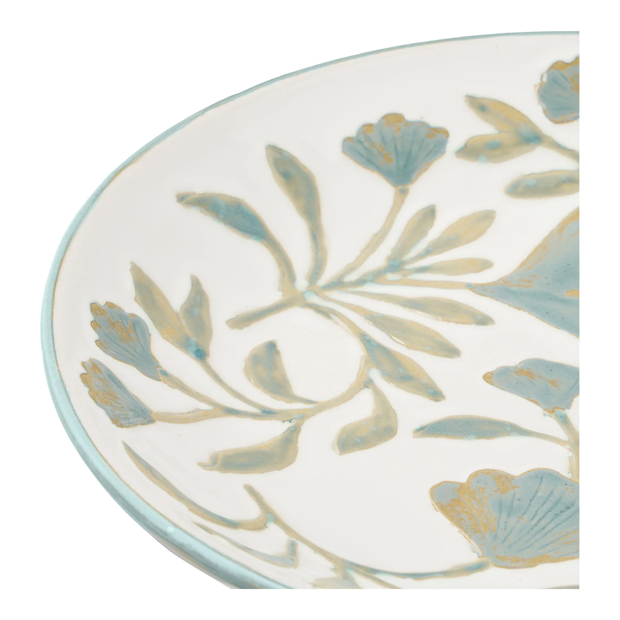 Taca ceramiczna o kwiecistym wzorze Dulis ø35,5x5 cm biało-zielona - Image 7