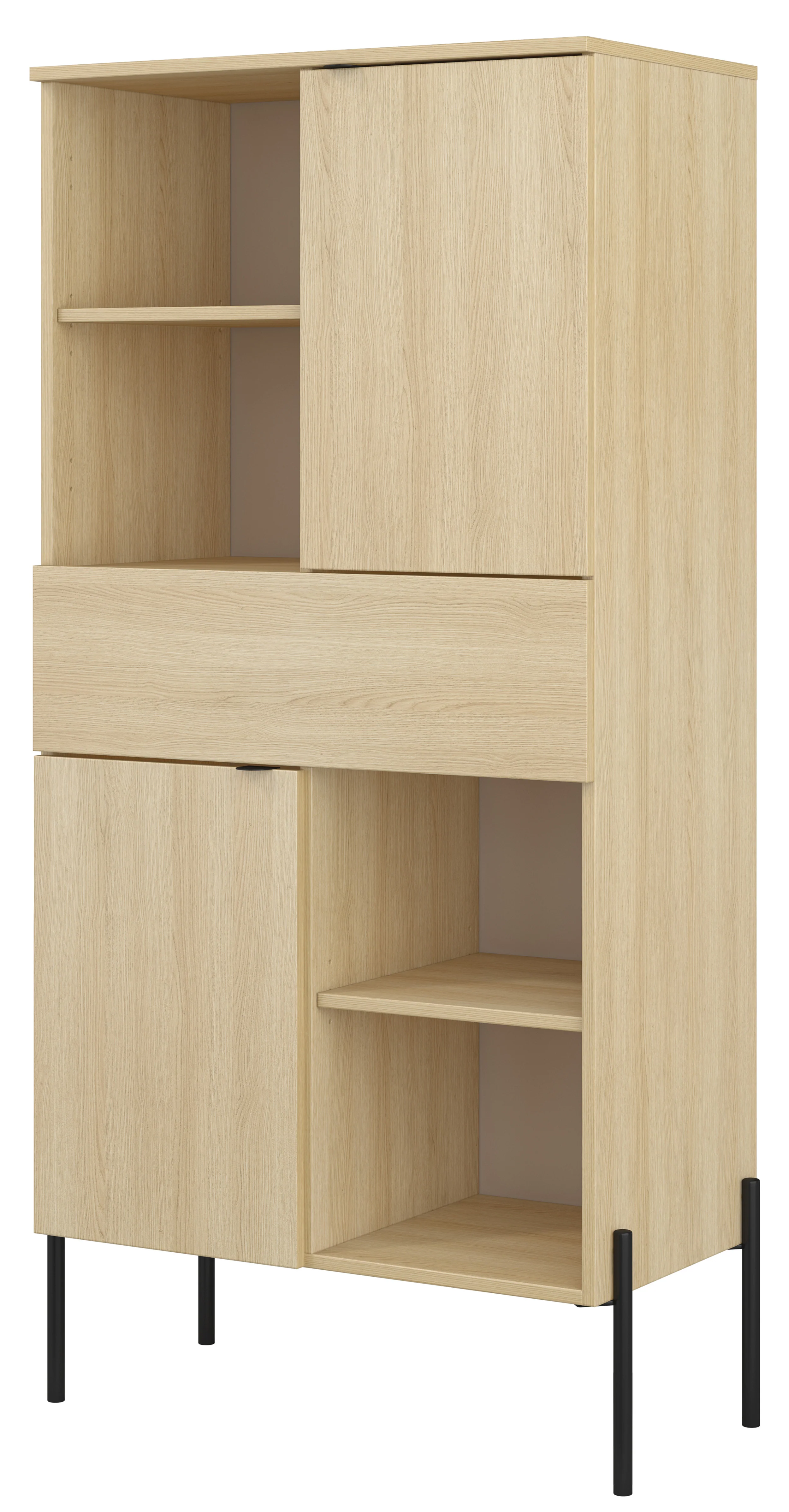 Regał dwudrzwiowy Ore z szufladą 70 cm dąb lindberg - Image 6