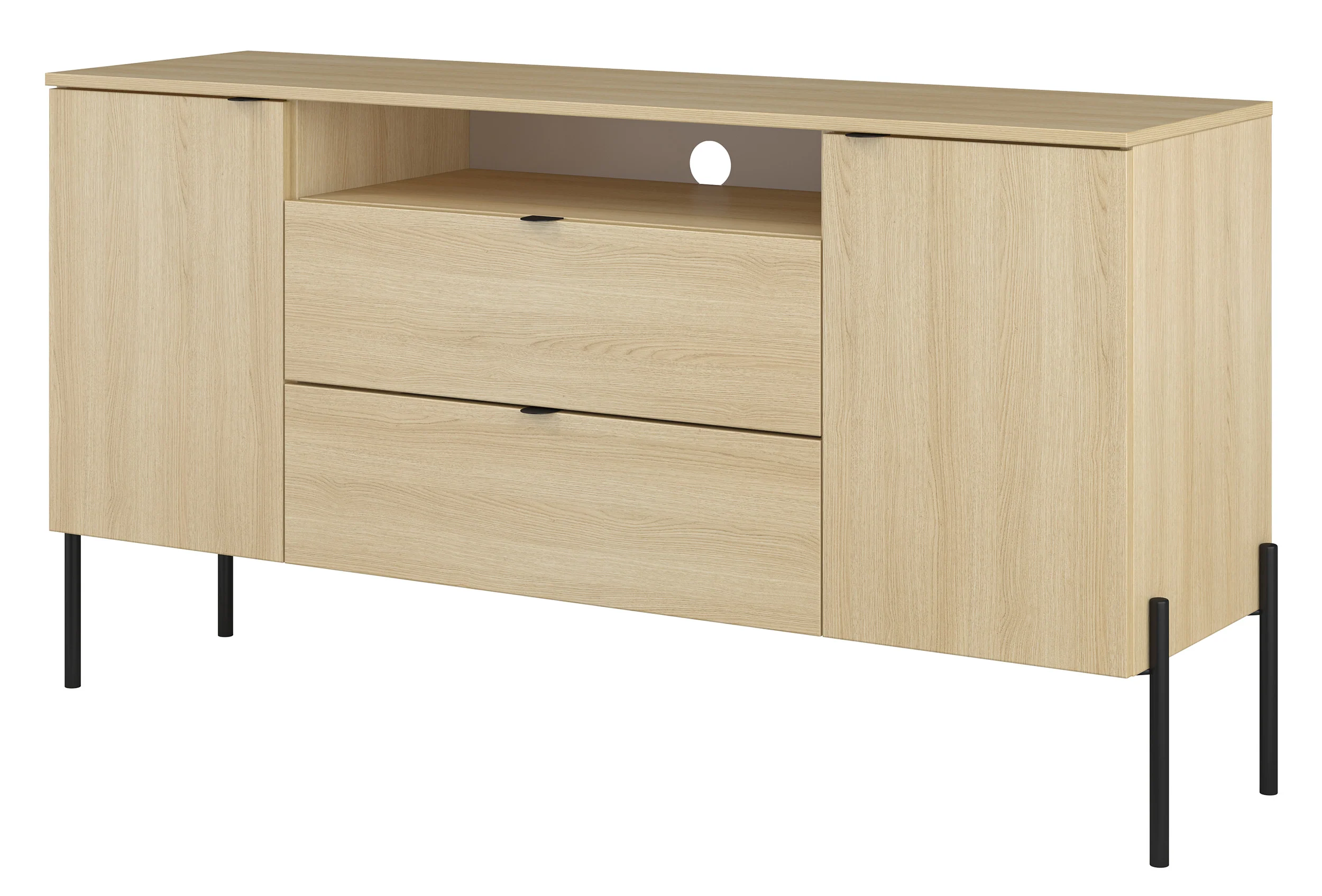Komoda dwudrzwiowa Ore z dwiema szufladami 140 cm dąb lindberg - Image 8