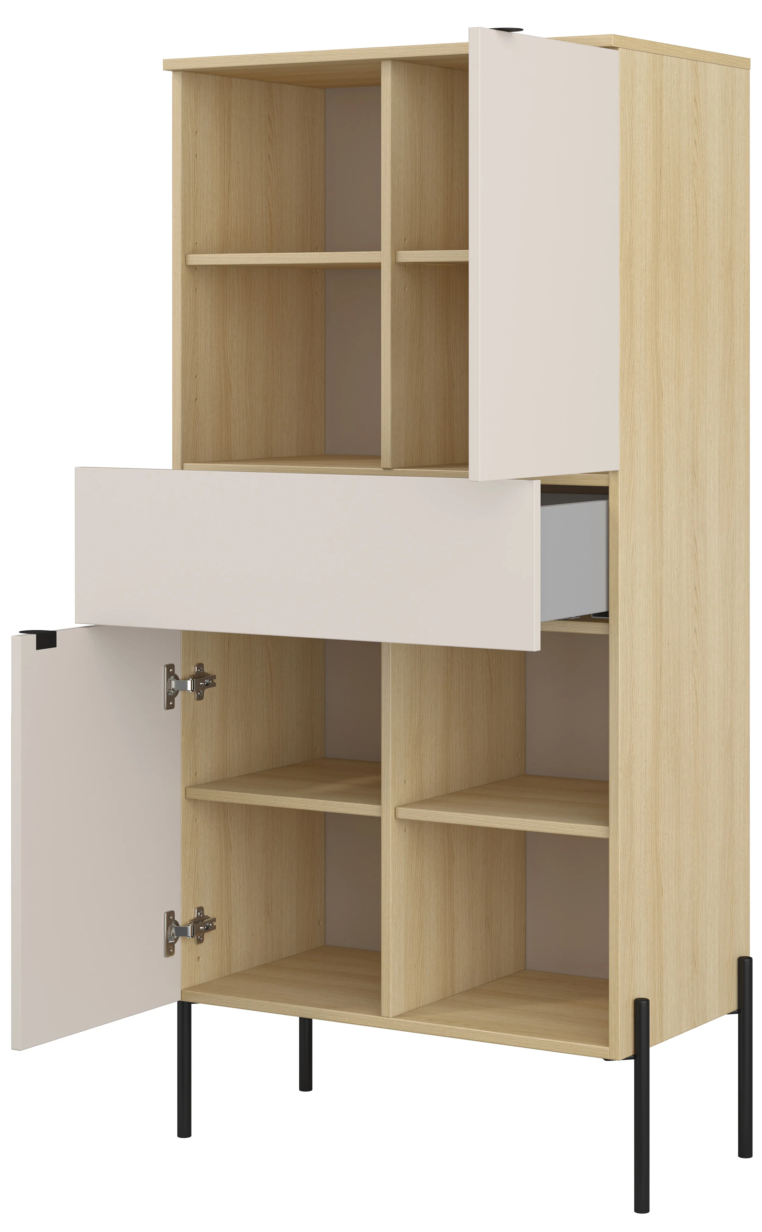 Regał dwudrzwiowy Ore z szufladą 70 cm dąb lindberg/kaszmir - Image 3