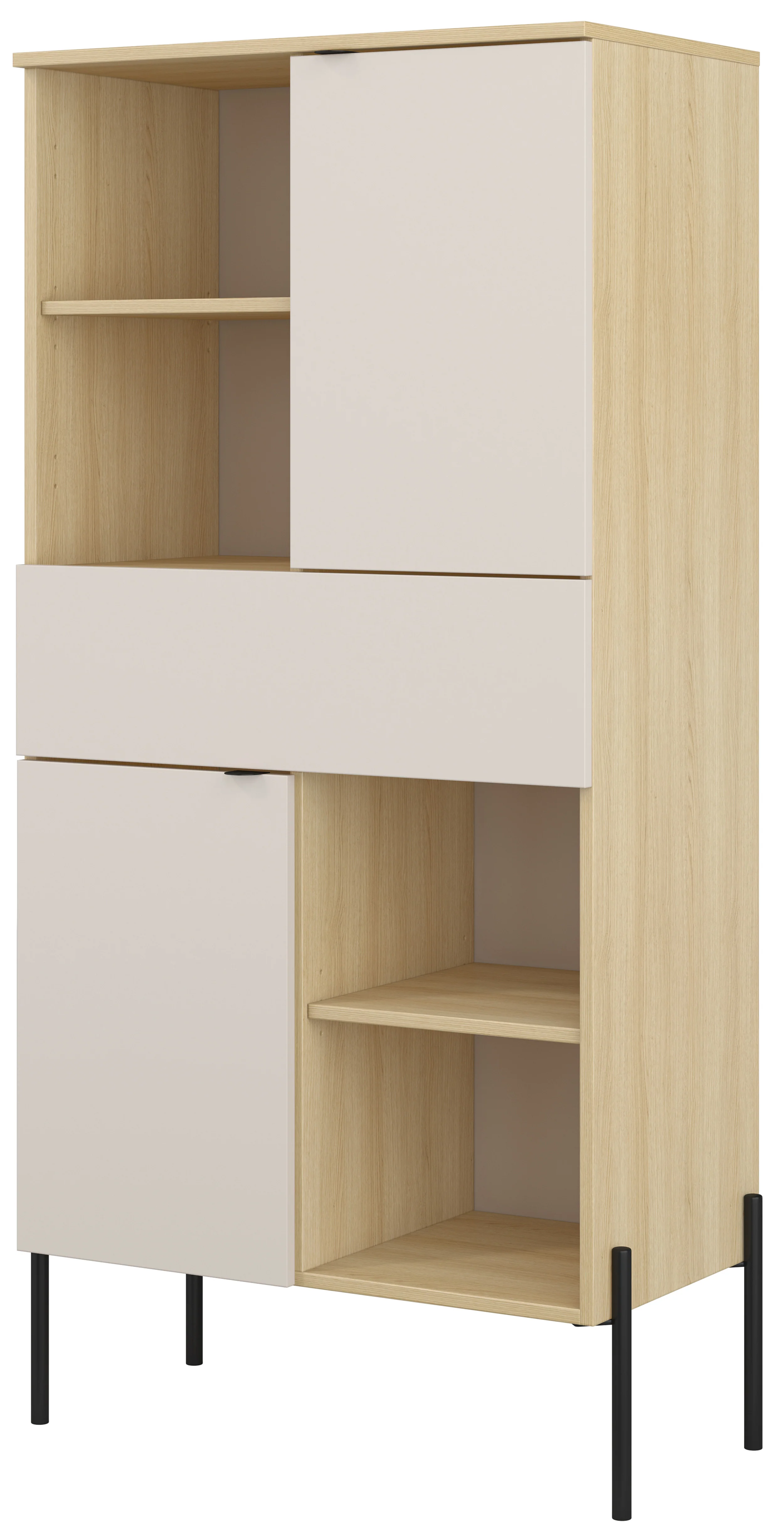 Regał dwudrzwiowy Ore z szufladą 70 cm dąb lindberg/kaszmir - Image 6
