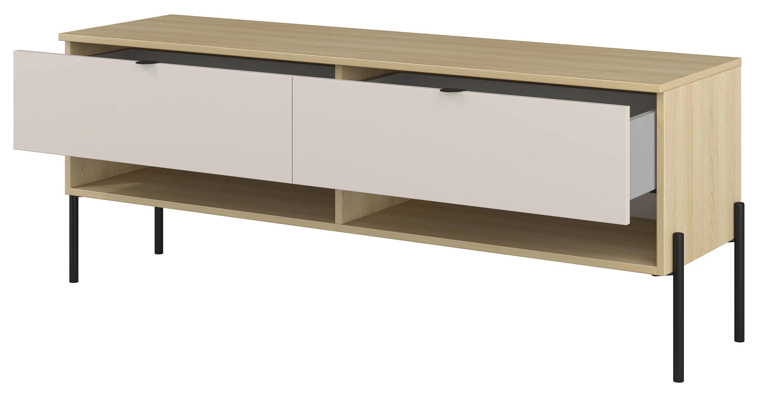 Szafka RTV Ore z dwiema szufladami 140 cm dąb lindberg/kaszmir - Image 3