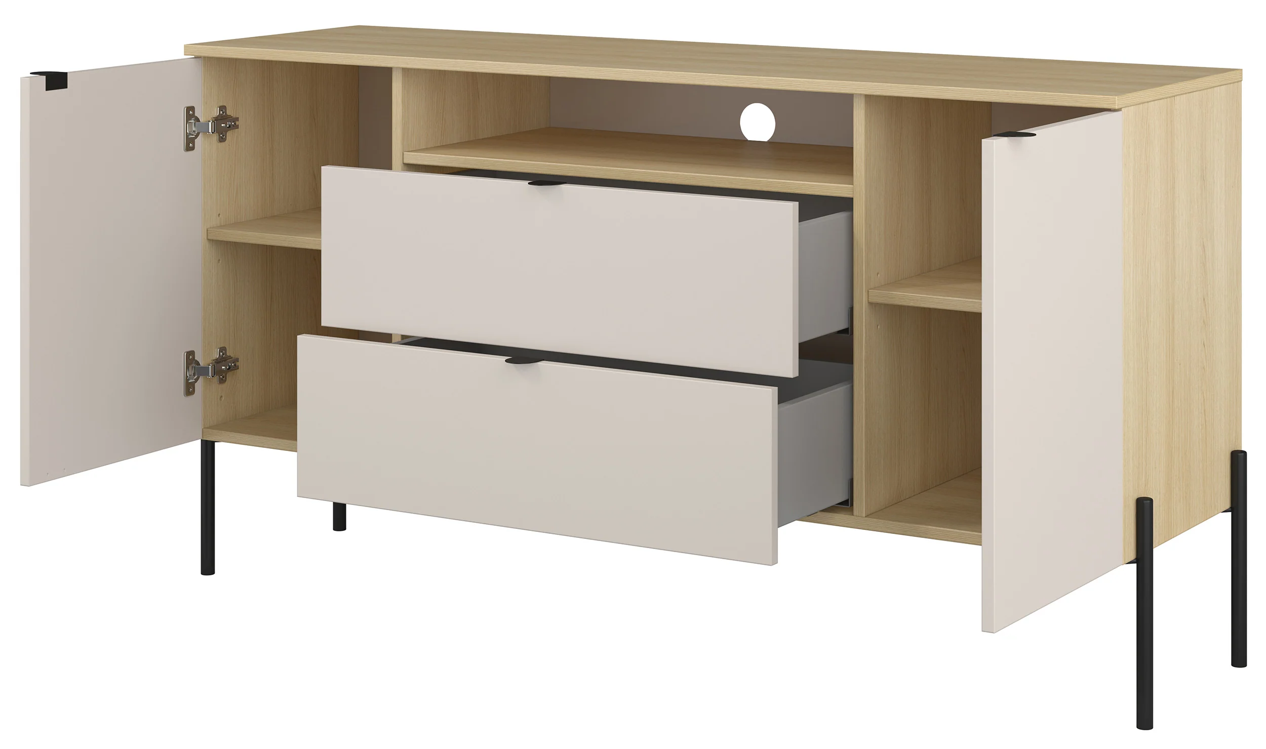 Komoda dwudrzwiowa Ore z dwiema szufladami 140 cm dąb lindberg/kaszmir - Image 3