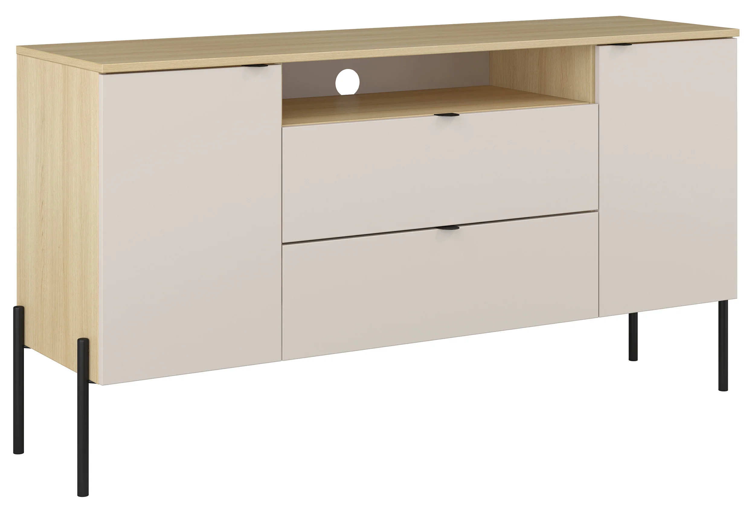 Komoda dwudrzwiowa Ore z dwiema szufladami 140 cm dąb lindberg/kaszmir - Image 6