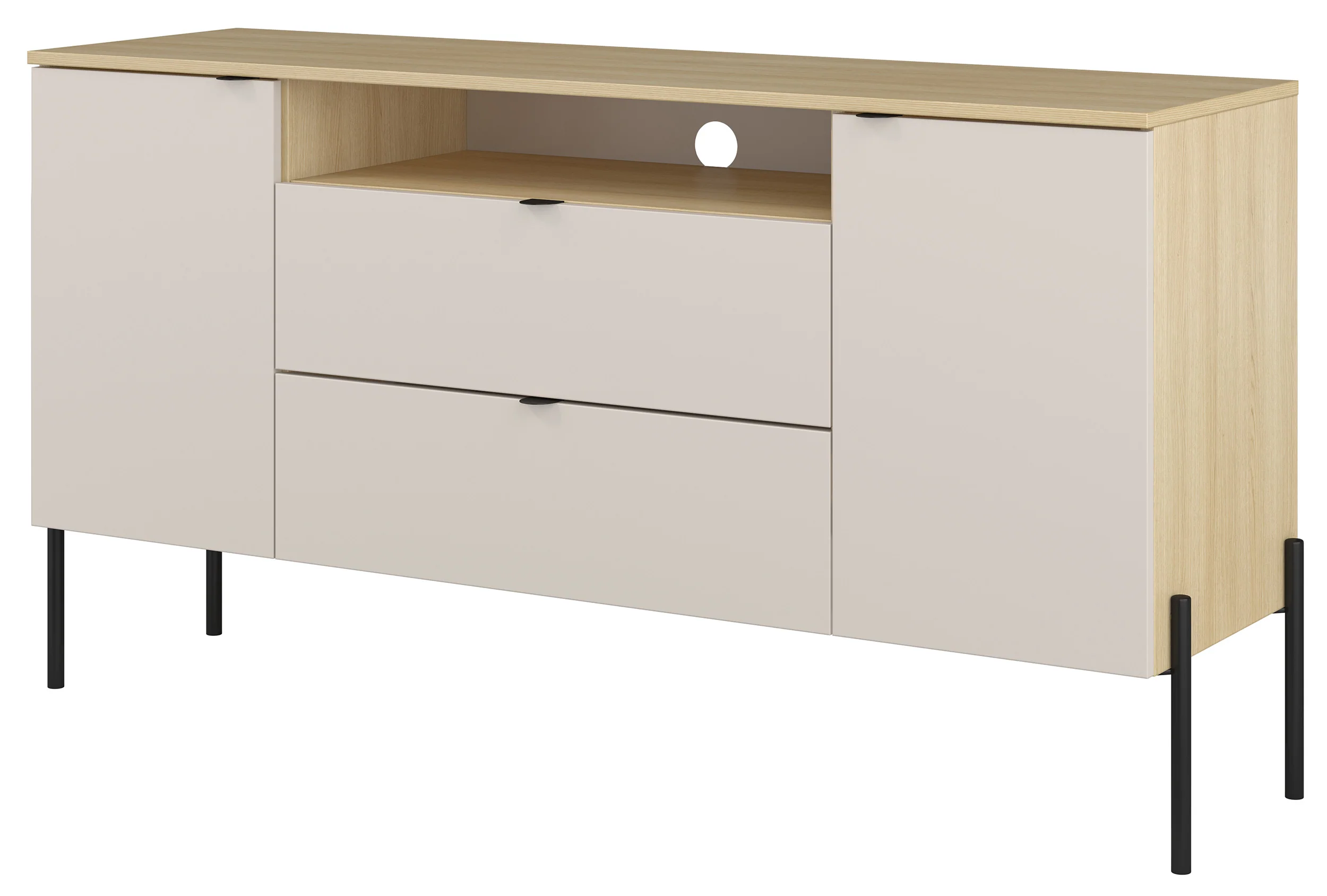 Komoda dwudrzwiowa Ore z dwiema szufladami 140 cm dąb lindberg/kaszmir - Image 8