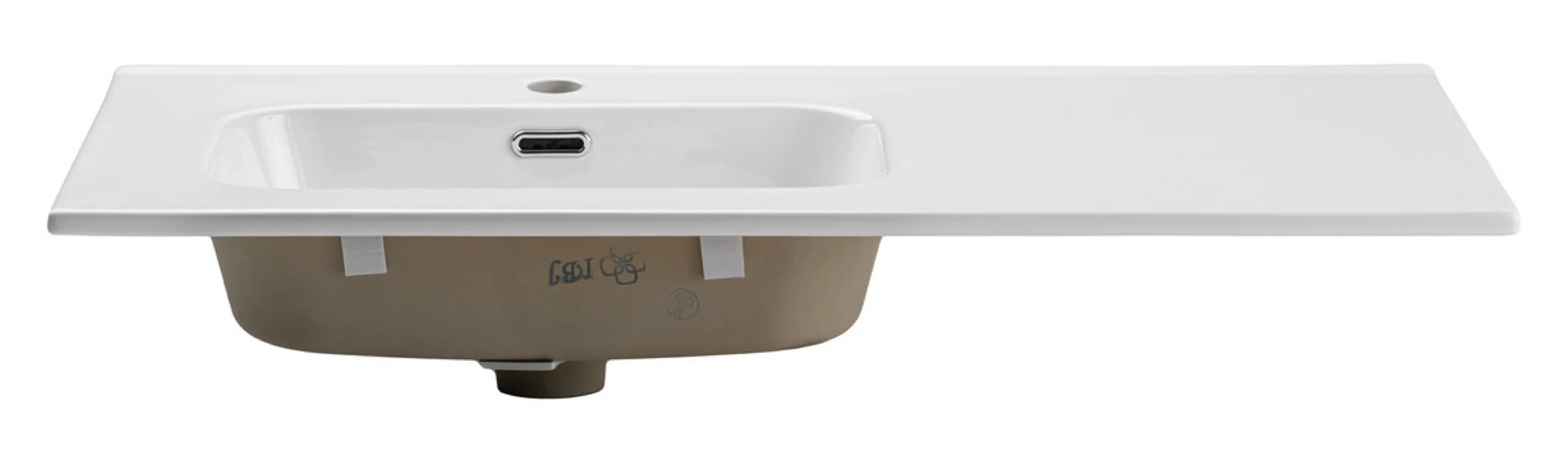 Umywalka łazienkowa jednokomorowa Go 90x46 cm z blatem ceramicznym po prawej stronie bialy połysk - Image 3