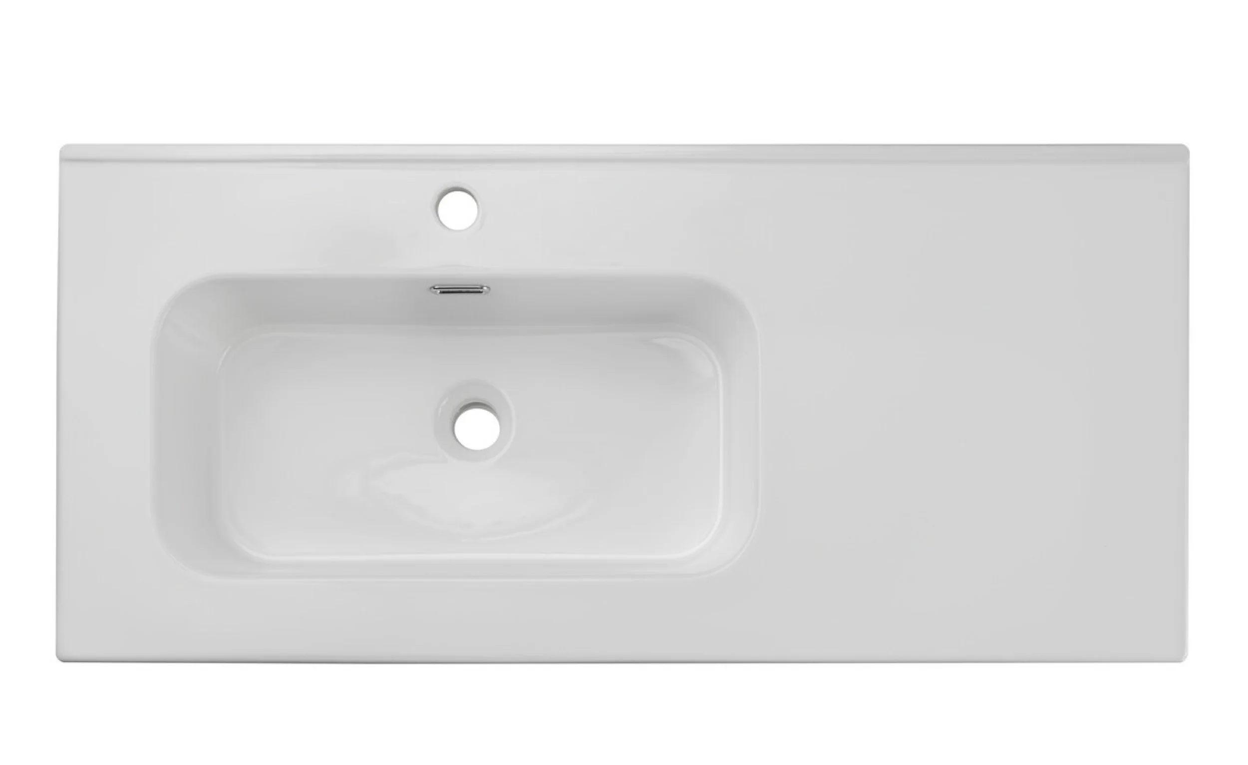 Umywalka łazienkowa jednokomorowa Go 100x46 cm z blatem ceramicznym po prawej stronie biały połysk - Image 4