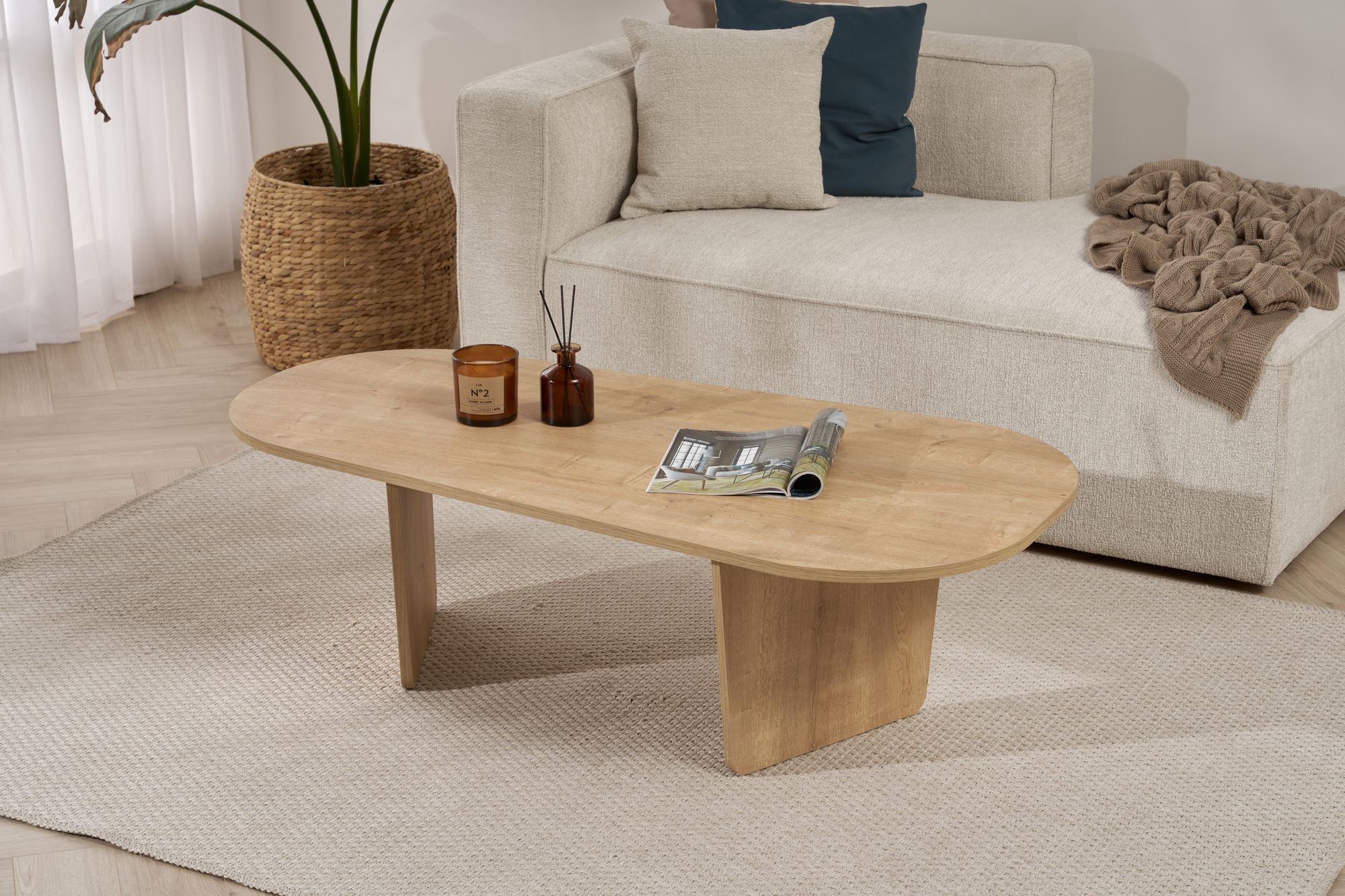 Stolik kawowy Vellu 130x65 cm dąb naturalny - Image 3