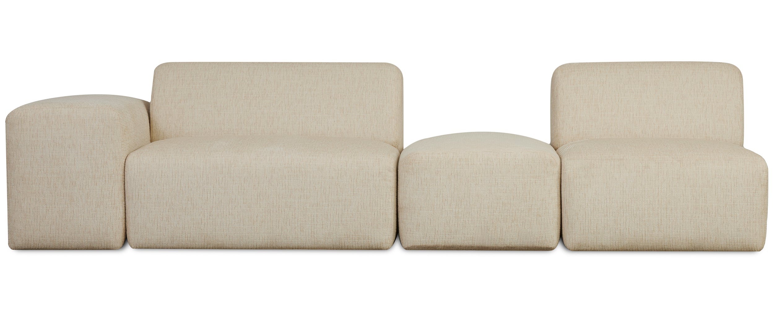 Sofa modułowa Pyllomi z pufą jasnobeżowa plecionka - Image 4