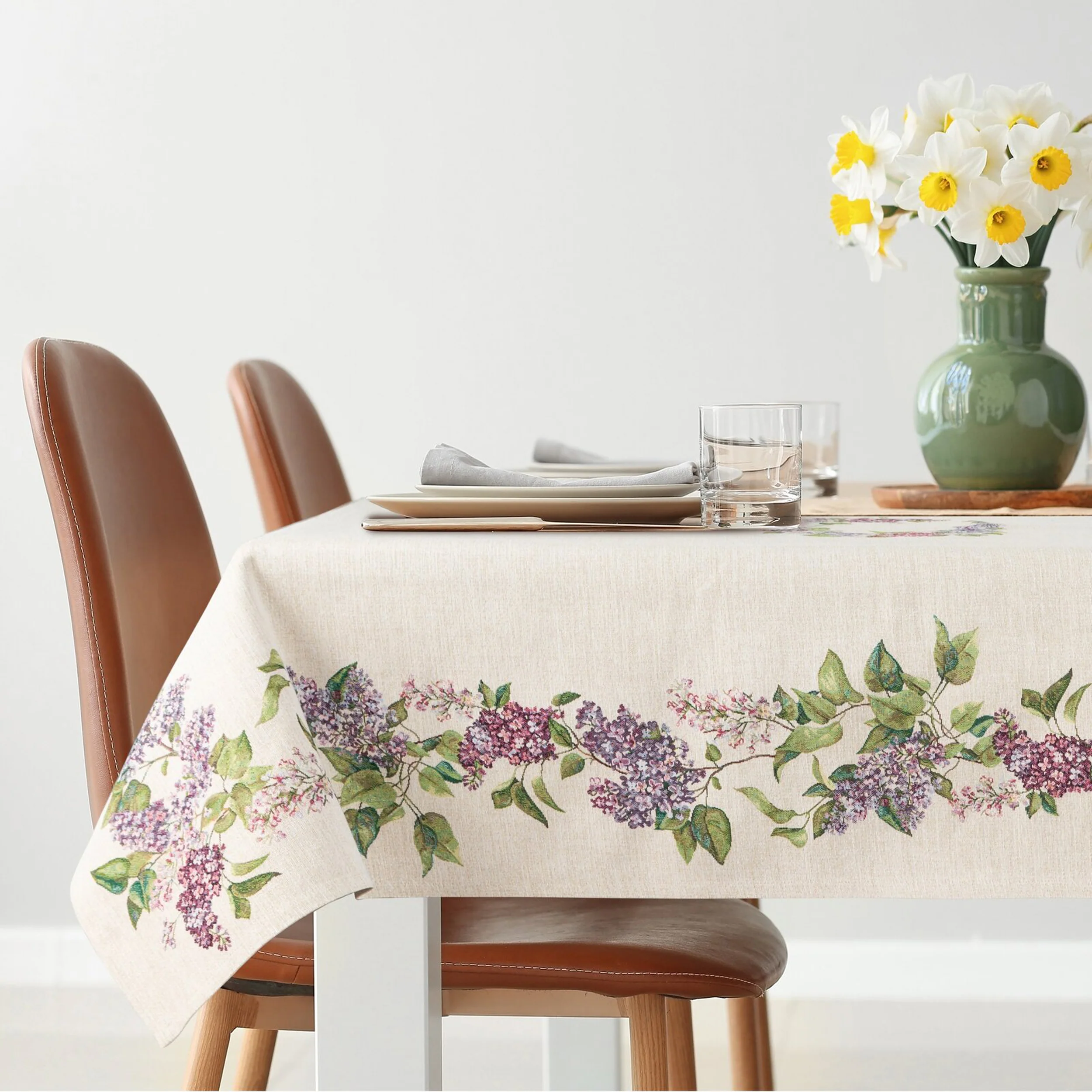 Obrus gobelinowy Lavendes 140x180 cm kremowy w kwiaty - Image 4