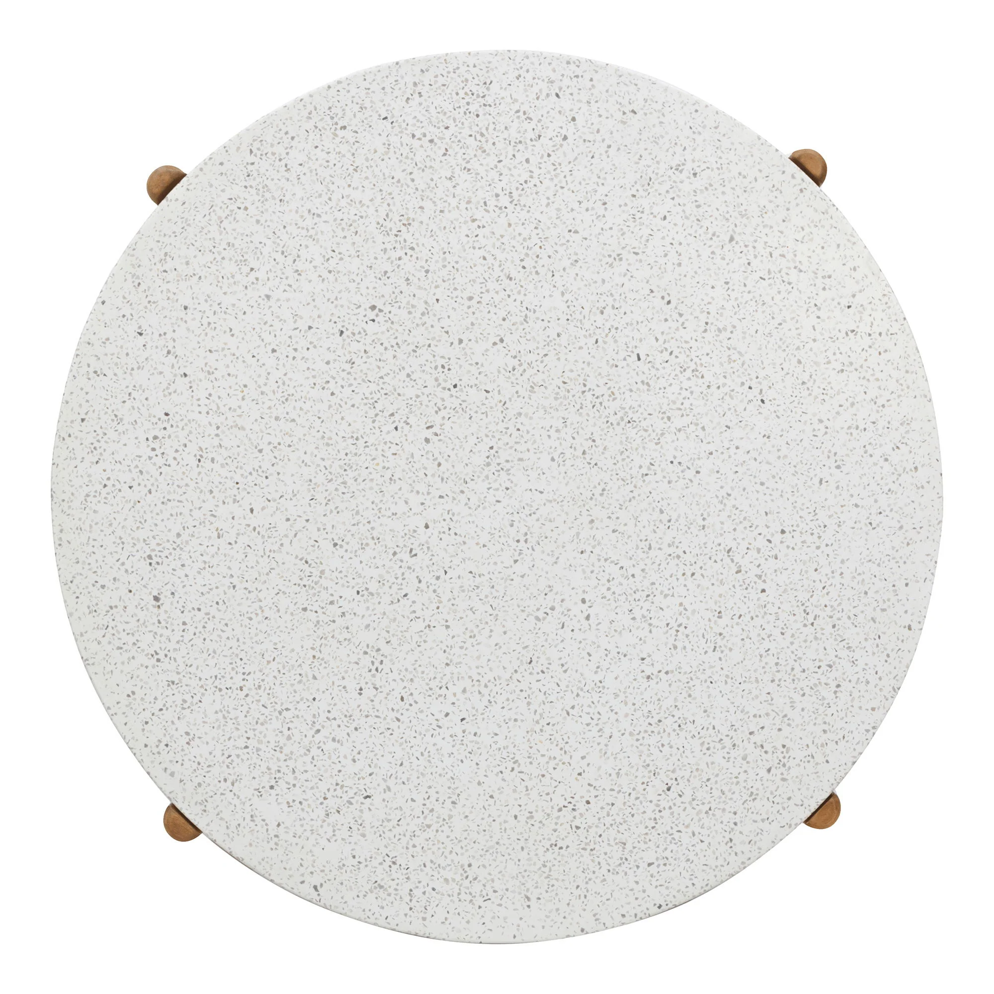 Stolik ogrodowy Terracina 84 cm biały lastryko na drewnianej podstawie - Image 6
