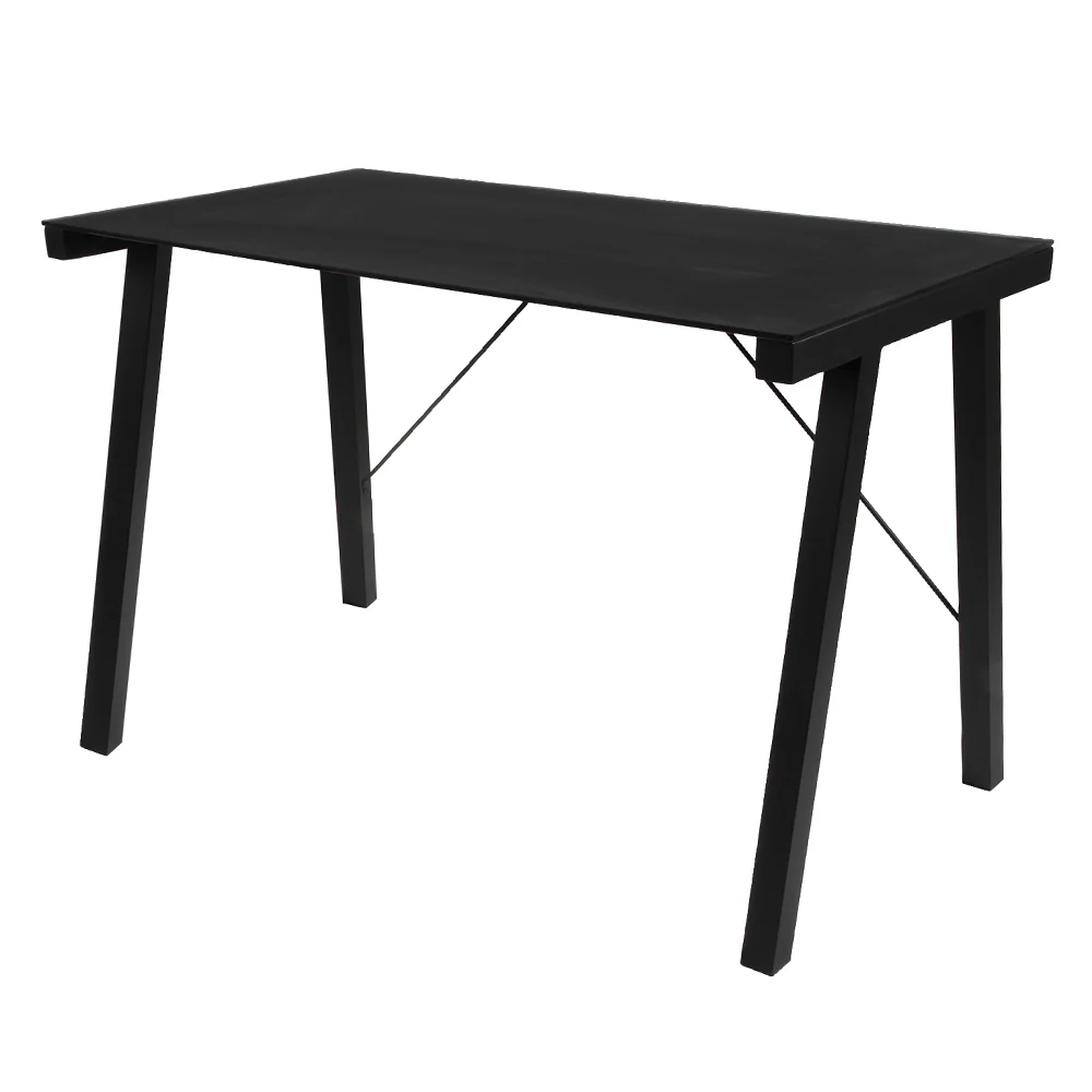 Biurko Badre 125x65 cm czarne ze szklanym blatem