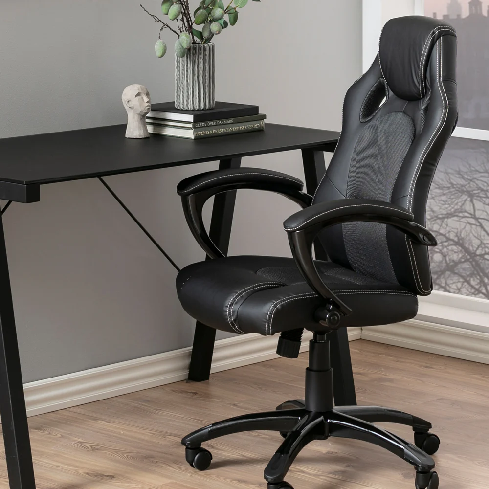 Biurko Badre 125x65 cm czarne ze szklanym blatem - Image 10