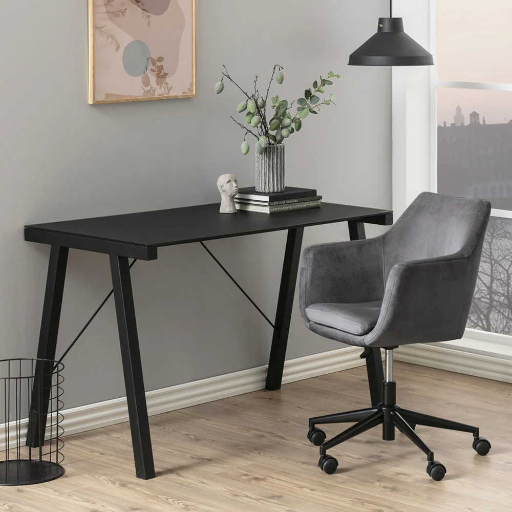 Biurko Badre 125x65 cm czarne ze szklanym blatem - Image 11