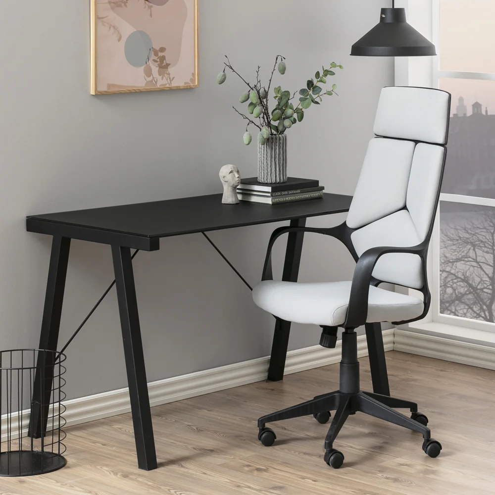 Biurko Badre 125x65 cm czarne ze szklanym blatem - Image 4